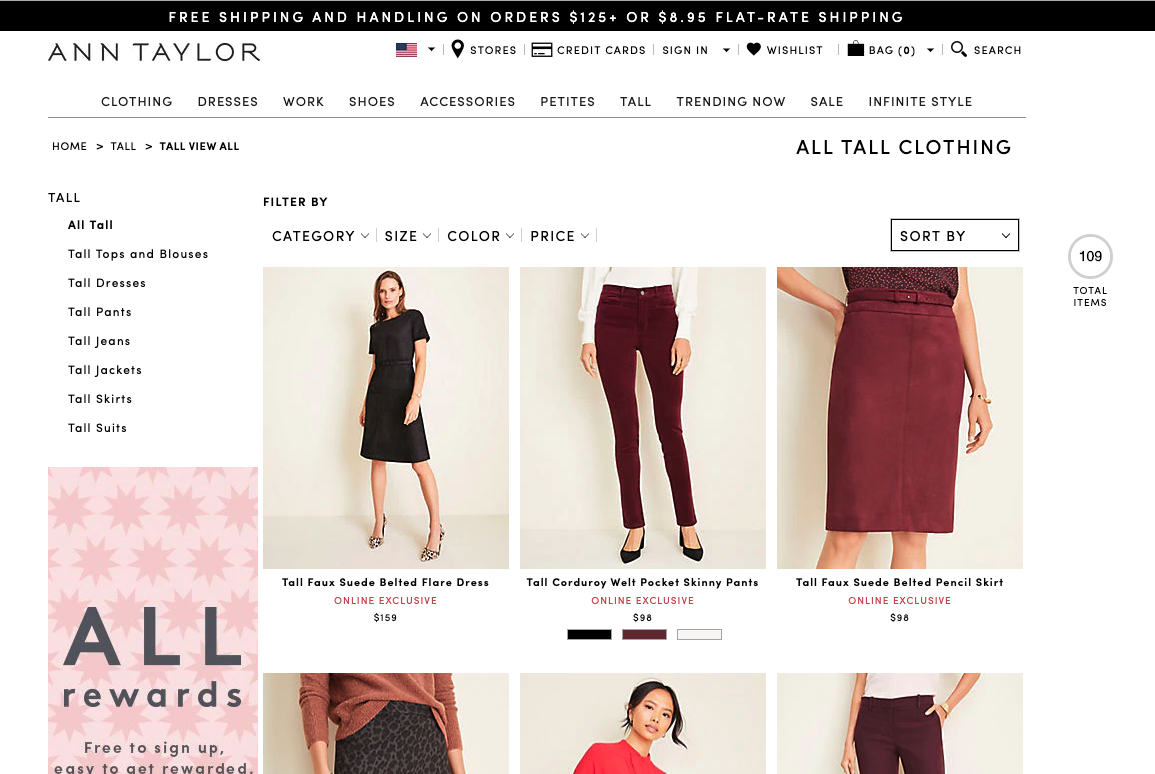 ann taylor clothing for tall women