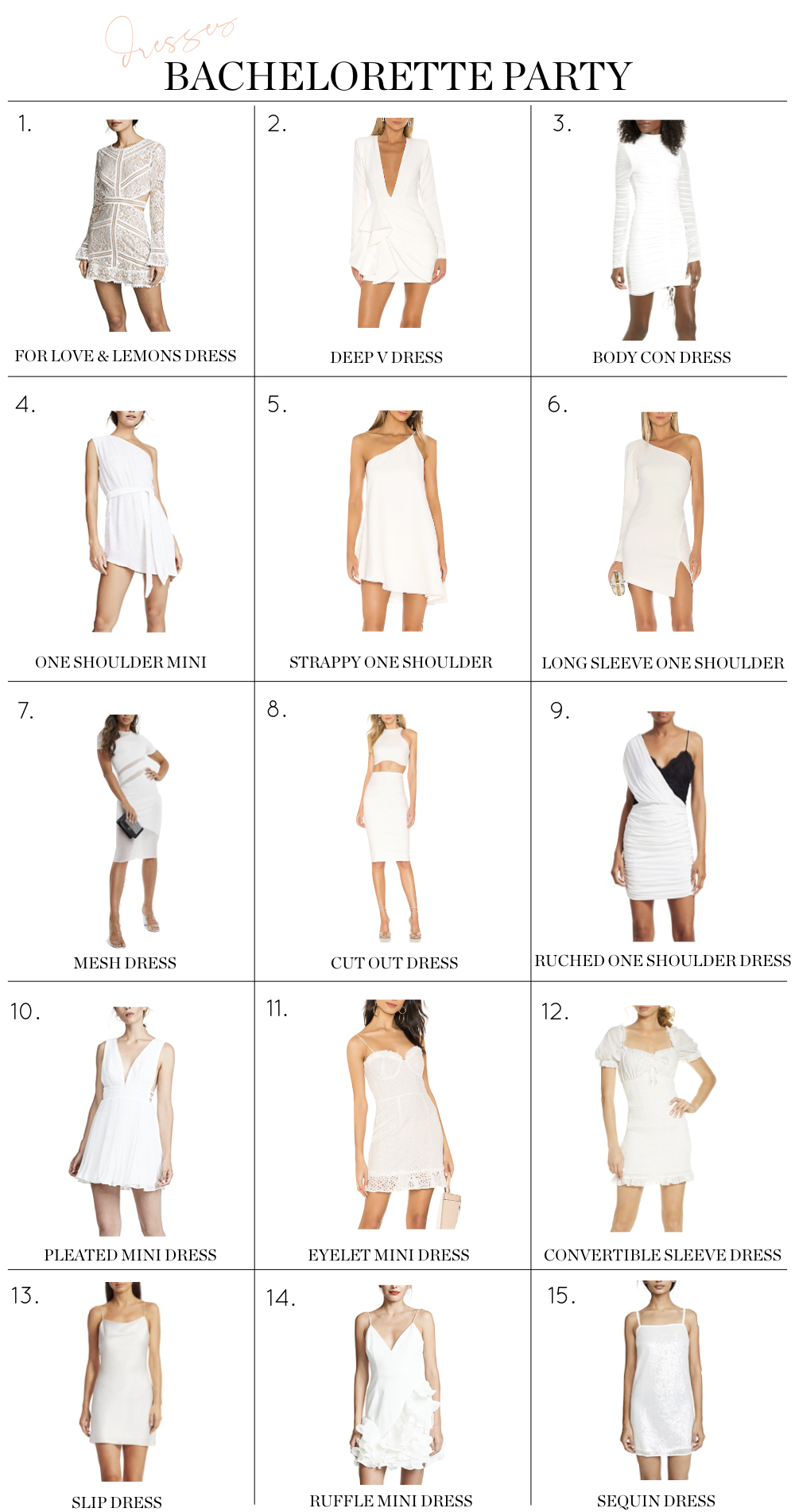white bachelorette party outfit dress ideas options for brides cute white lace short bridal dresses