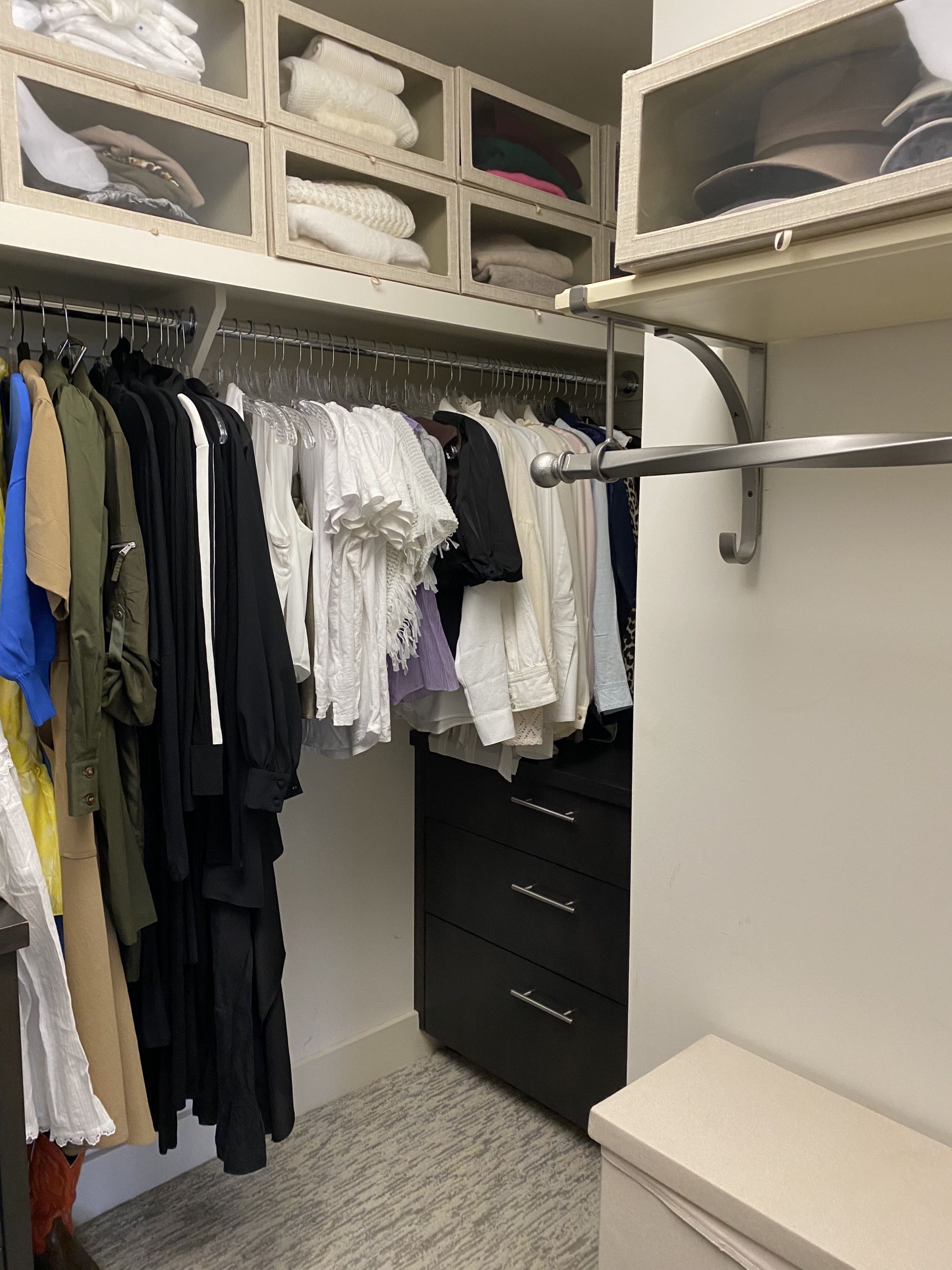 How To Edit Your Closet, Fashion blogger Erin Busbee of BusbeeStyle.com sharing her best tips for editing and purging your closet by showing some before and after photos of her organized closet in Telluride, Colorado