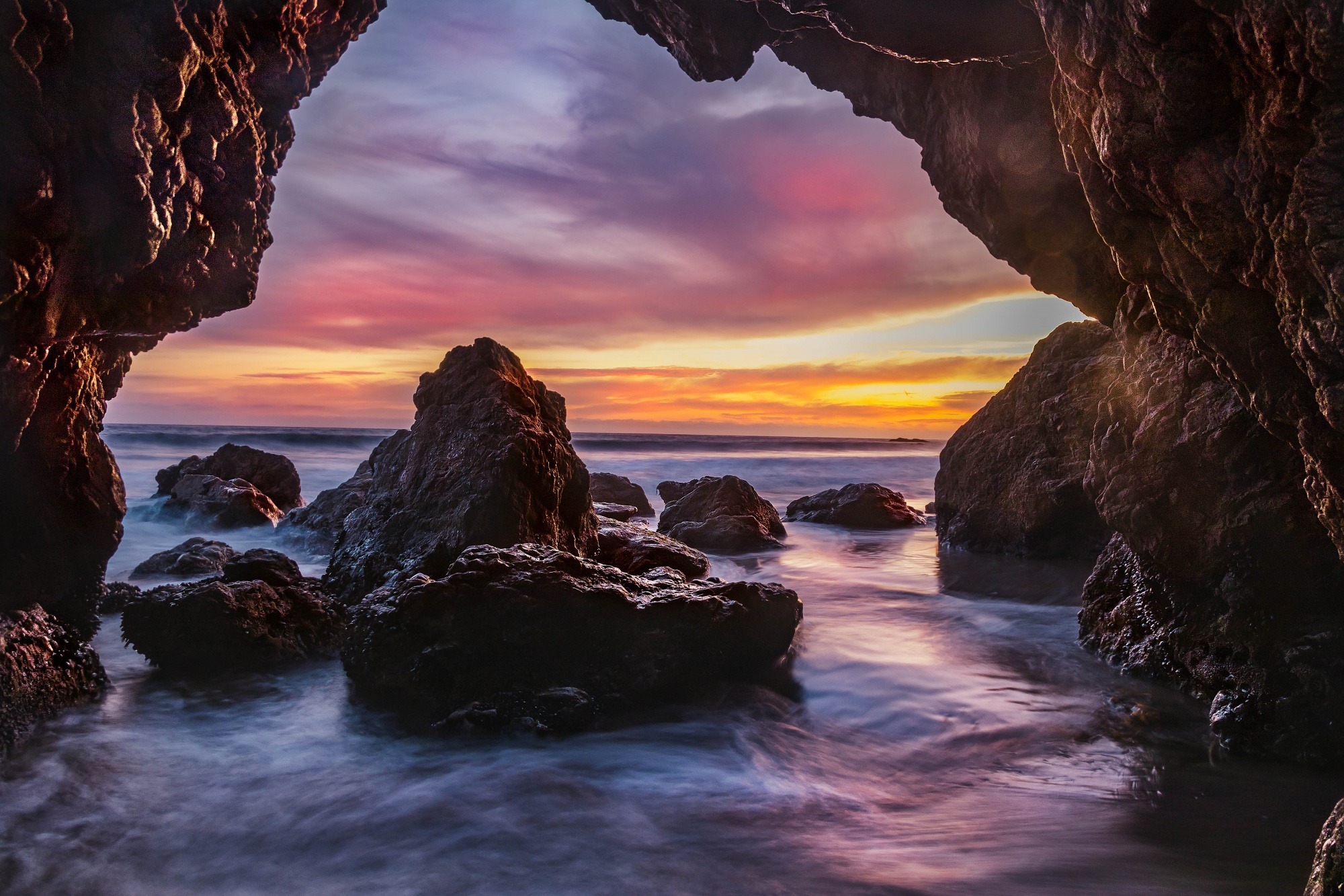 Best remote destinations, dramatic craggy rock formation in El Matador Beach California