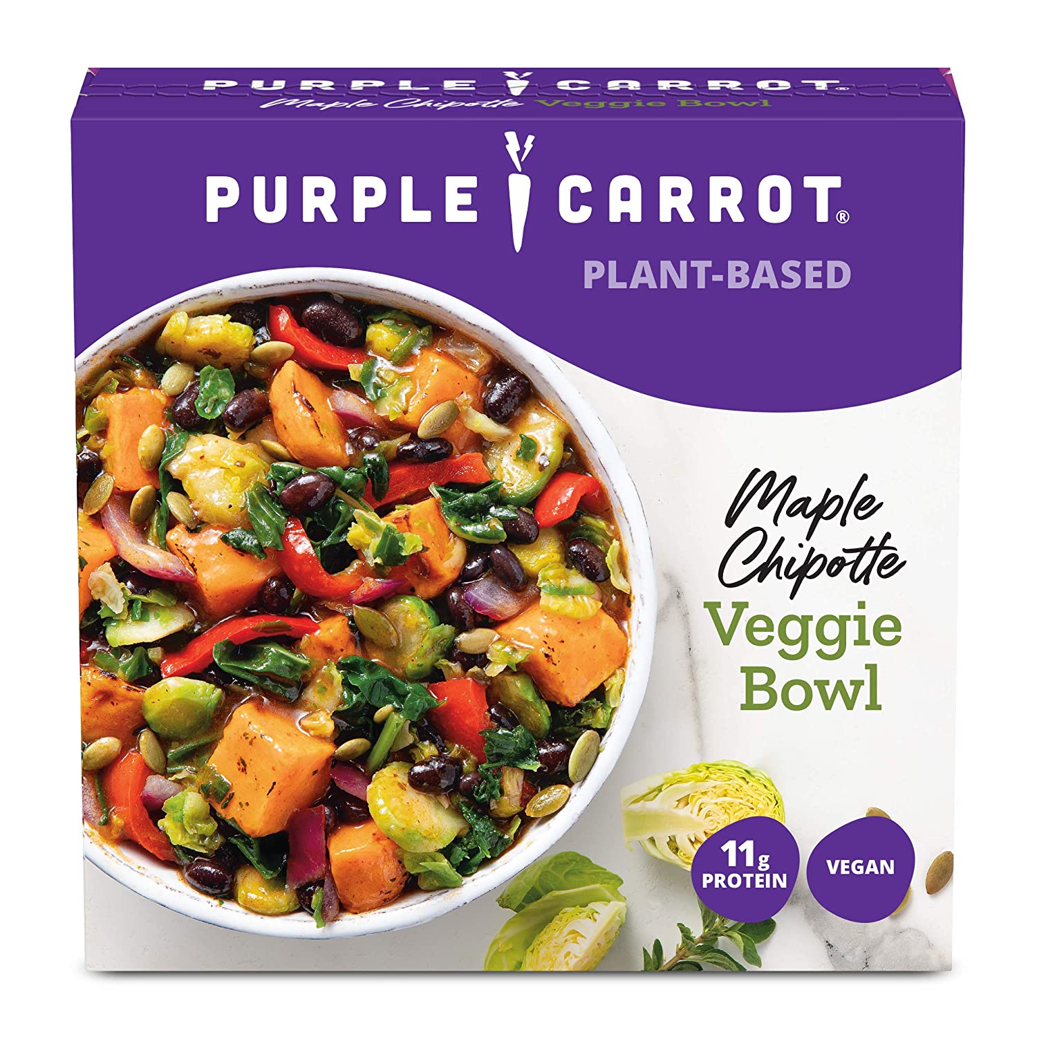 best meal delivery services, package of Maple Chipotle Veggie Bowl from Purple Carrot