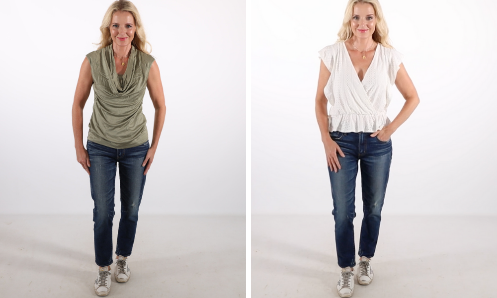 How to look younger, don't look frumpy, erin busbee, bad sleeve length, how to wear cap sleeves
