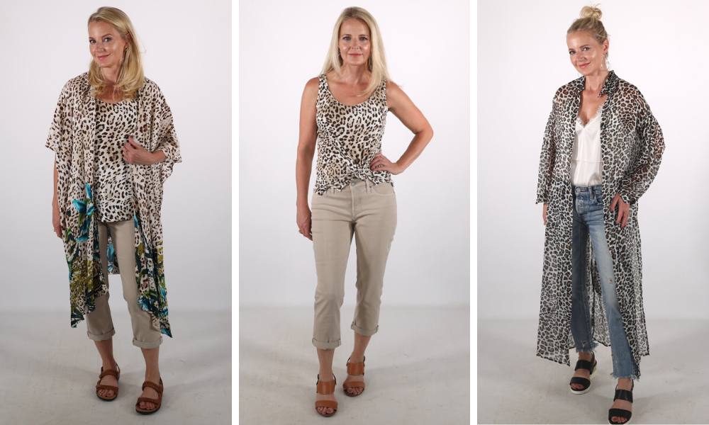 How to look younger, don't look frumpy, erin busbee, matchy matchy, leopard kimono, how to wear leopard