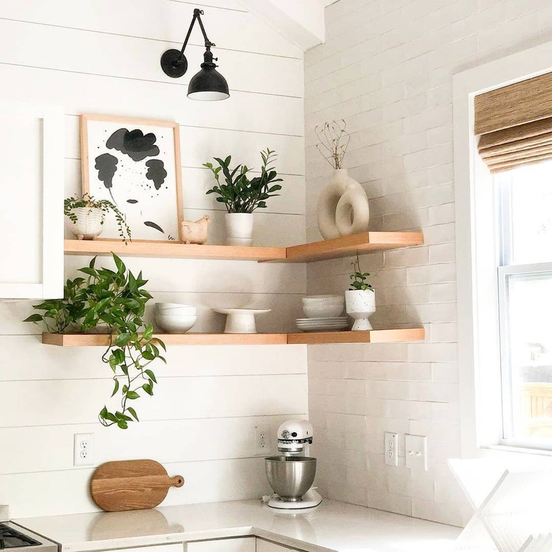 How To Style Pinterest-Worthy Floating Kitchen Shelves 2 corner shelves
