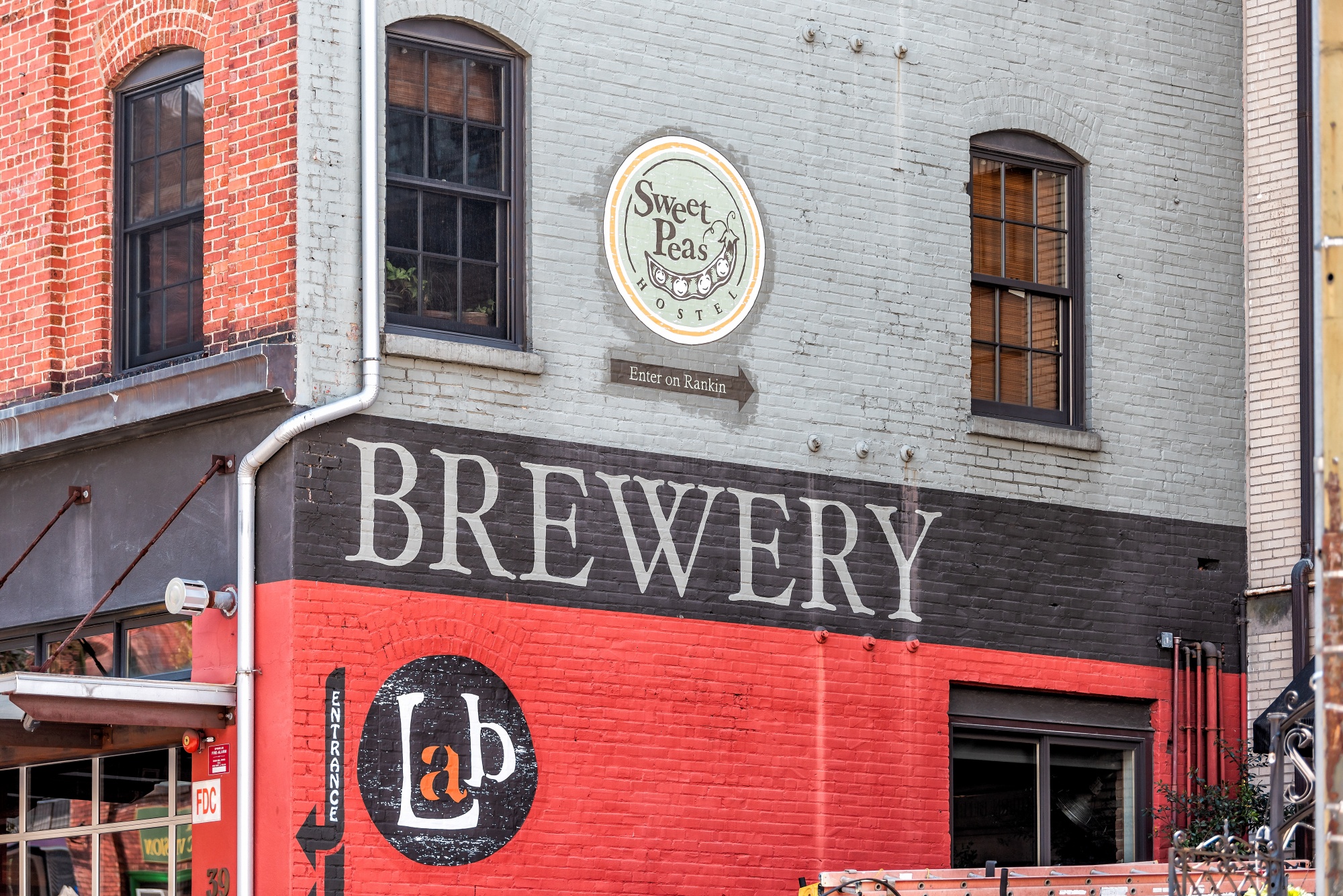 travel destinations for foodies, brewery restaurant pub entrance Asheville, North Carolina