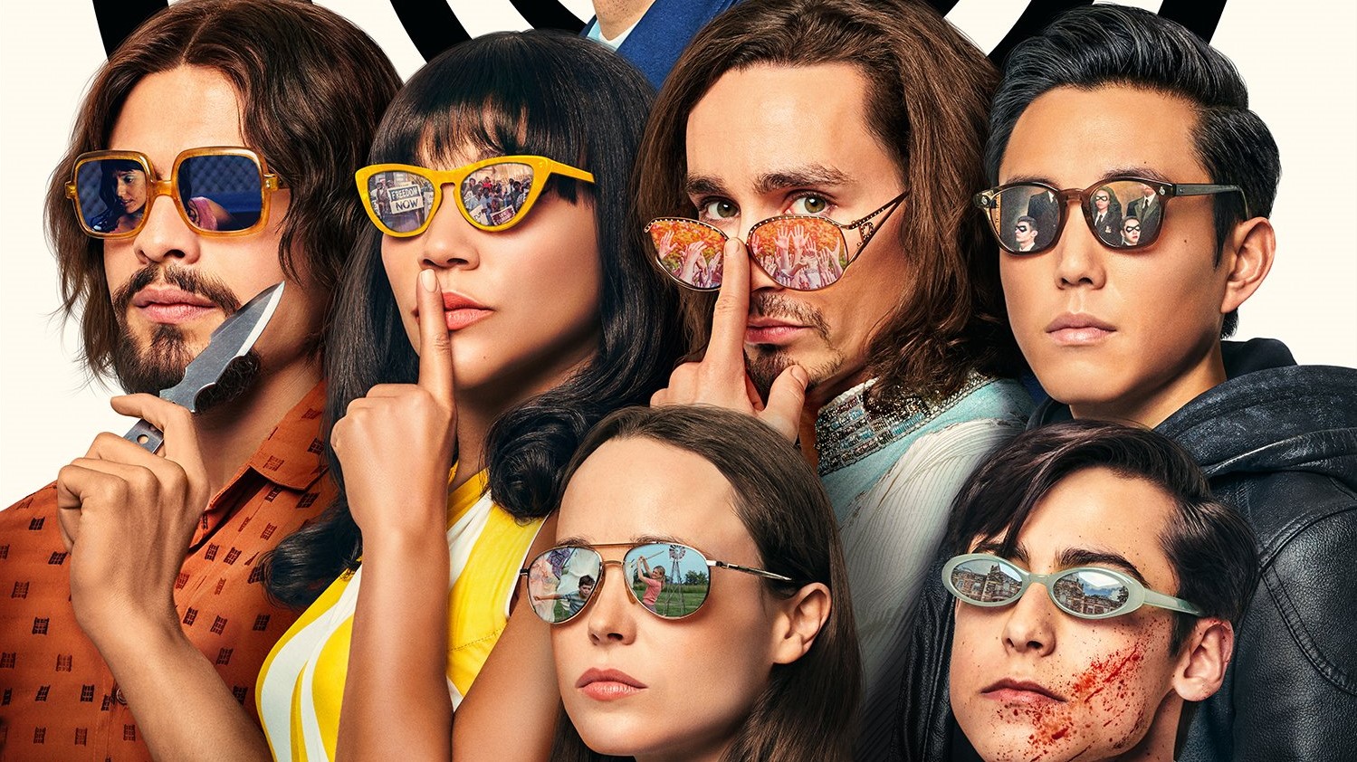 binge watch with your teens, the umbrella academy, Netflix, six young adults with sunglasses