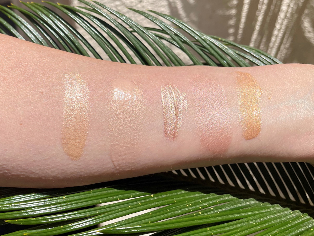 swatches on arm create a dewy glowy look, how to create a dewy, glowy look