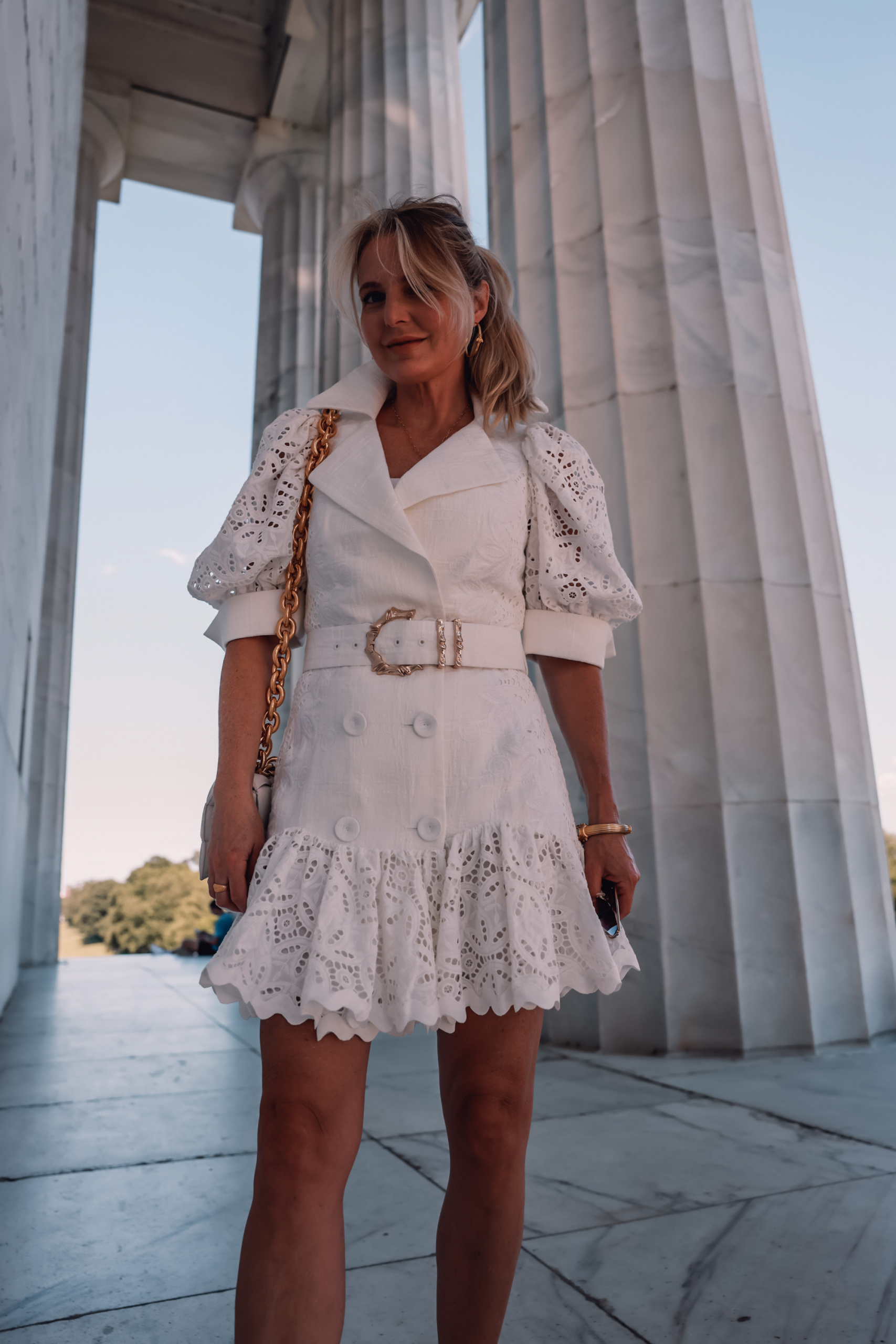 acler white belted dress, erin busbee, unique little white dresses, white dresses, white dresses over 40, white dress over 40, how to wear a white dress, fashion trends, spring fashion trends, fashion trends 2022