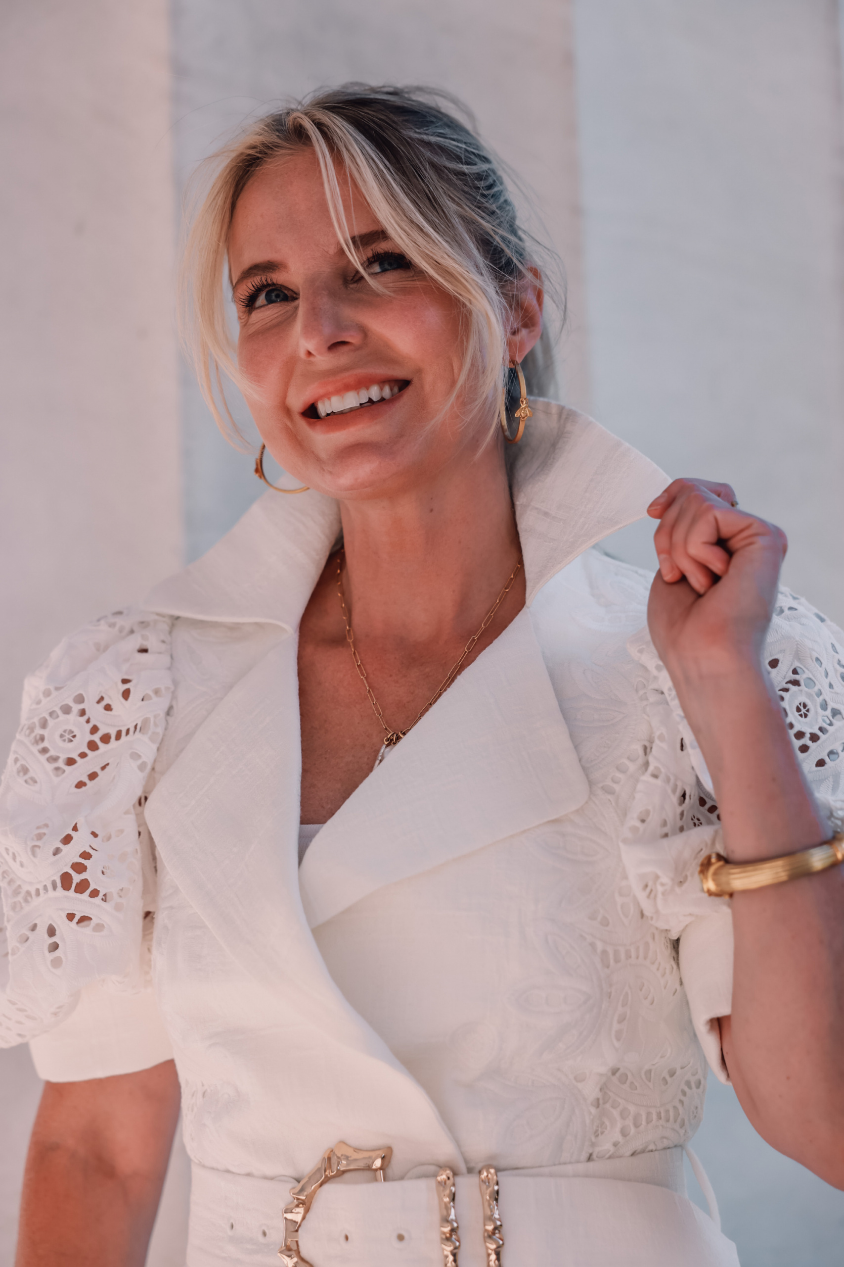acler white belted dress, erin busbee, unique little white dresses, white dresses, white dresses over 40, white dress over 40, how to wear a white dress