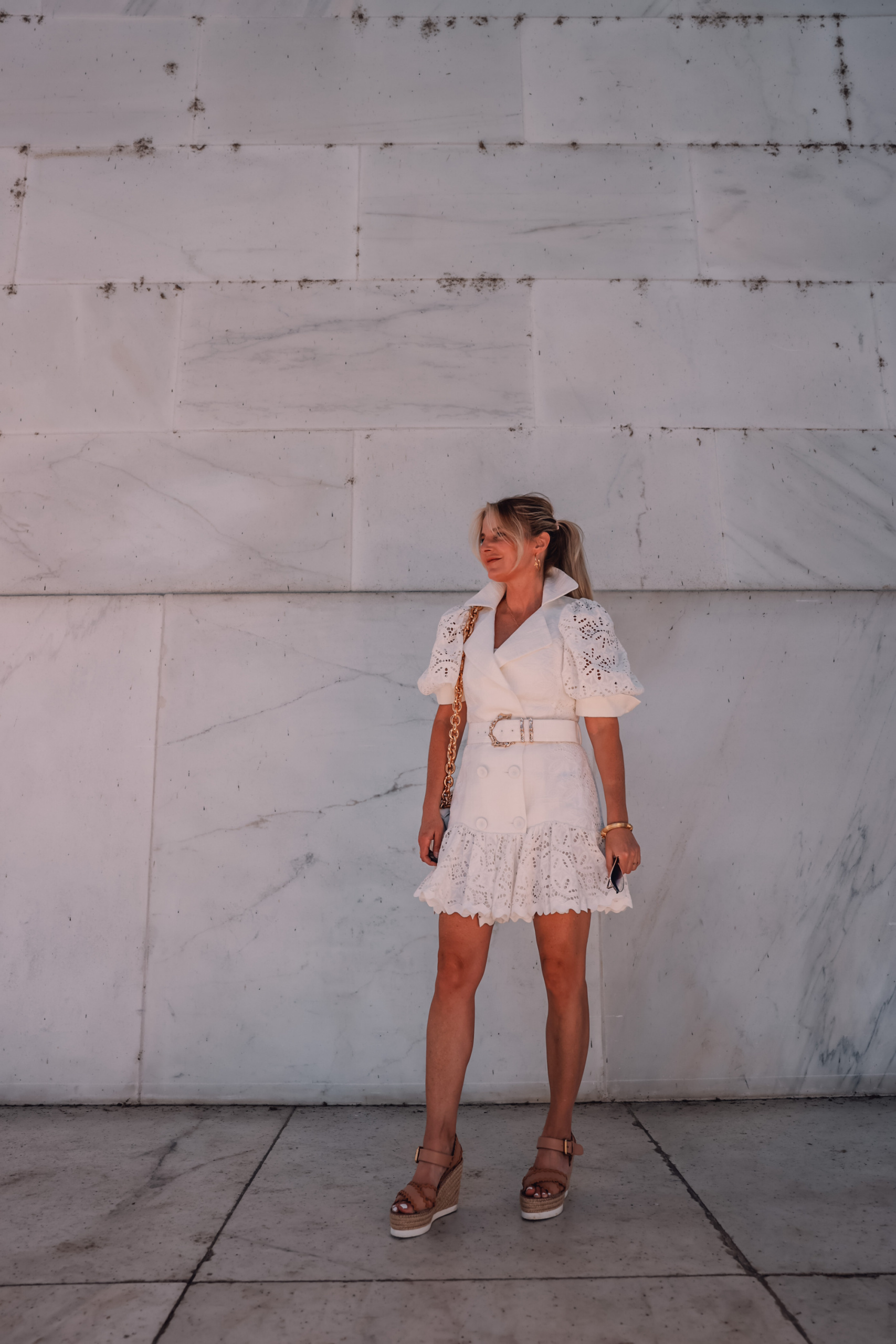 acler white belted dress, erin busbee, unique little white dresses, white dresses, white dresses over 40, white dress over 40, how to wear a white dress