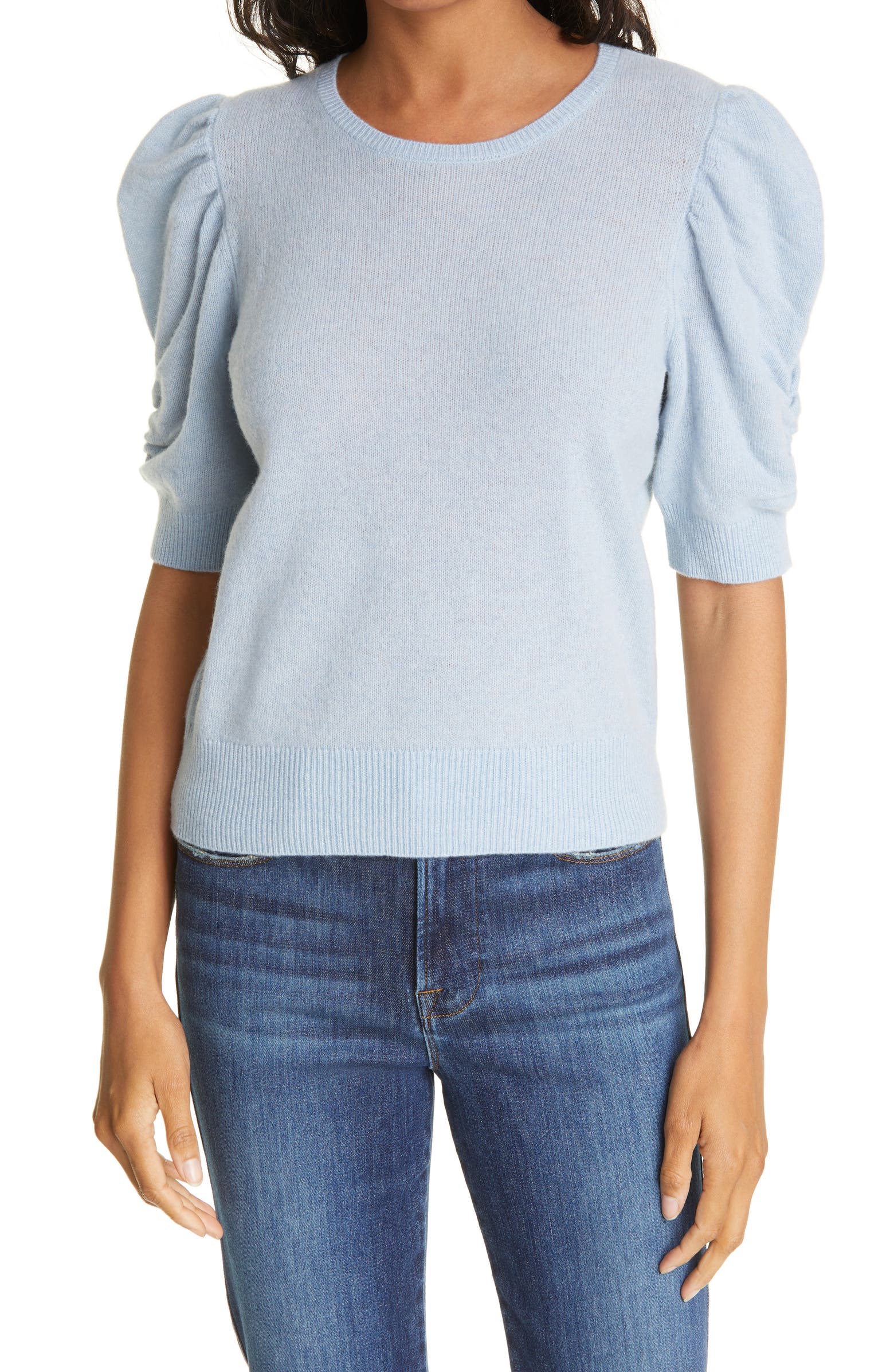 Frame Frankie Puff Sleeve Cashmere Sweater - Busbee - Fashion Over 40