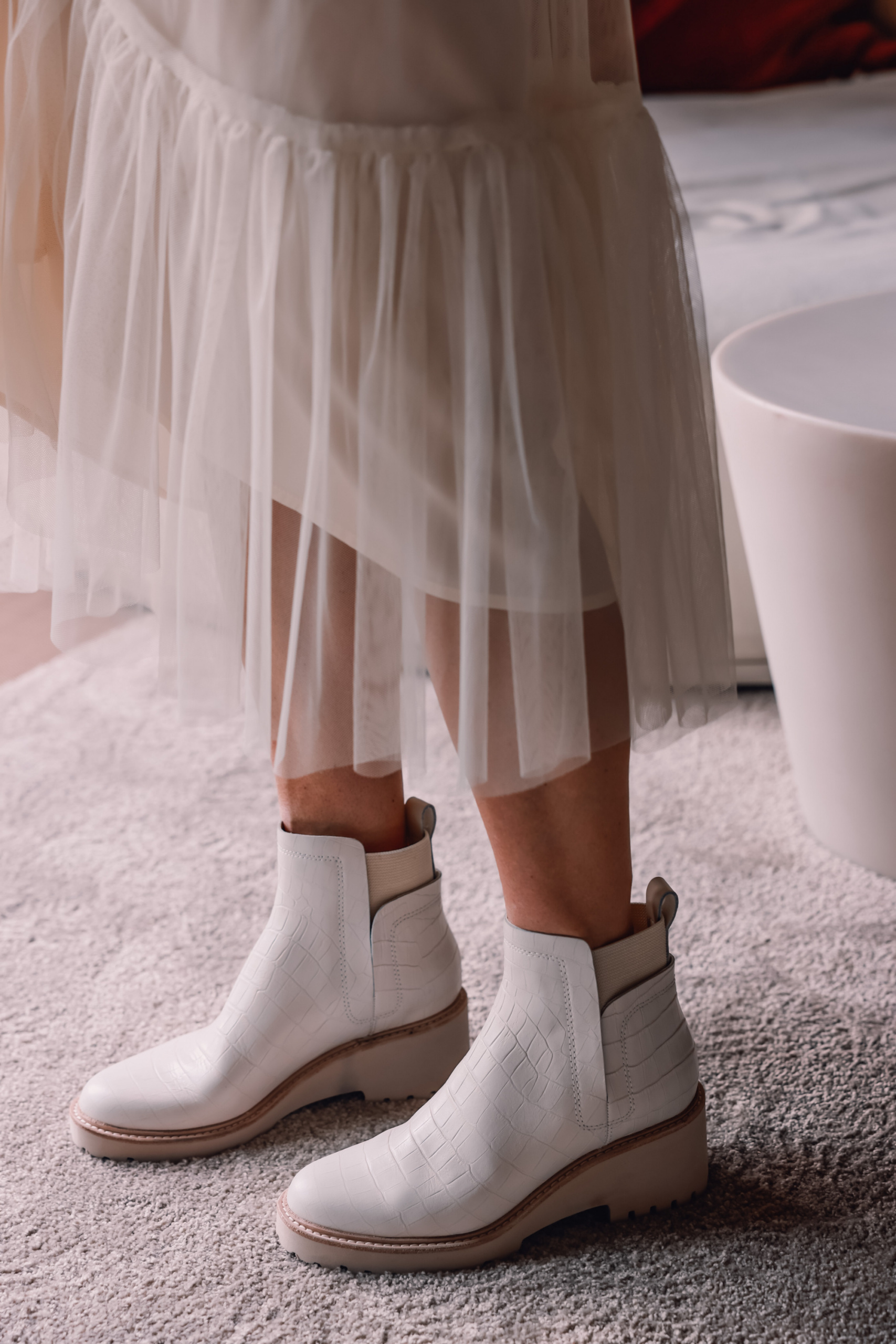 twinset milano tulle skirt with chelsea boots
