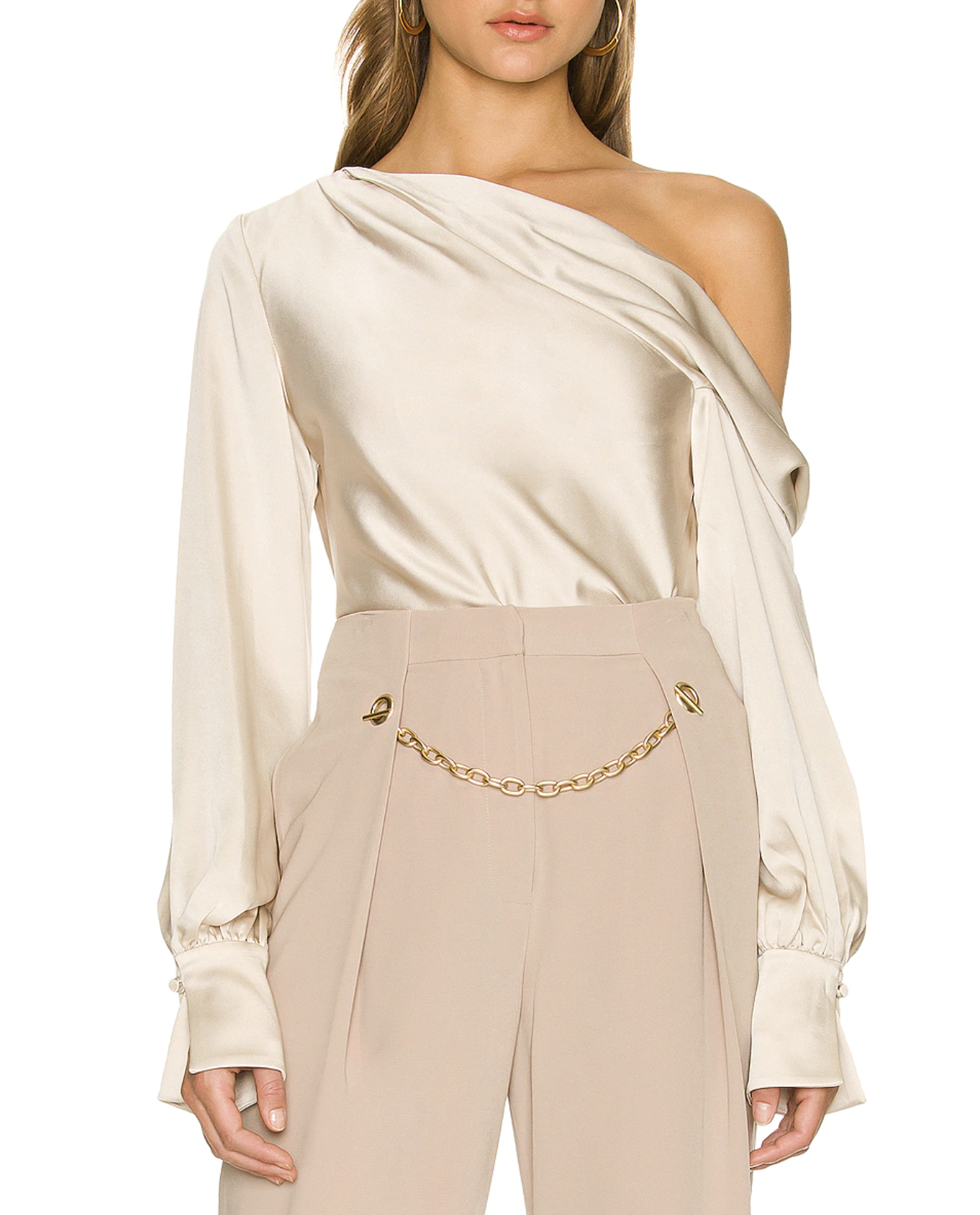 Jonathan Simkhai Ivory One Shoulder Blouse - Busbee - Fashion Over 40