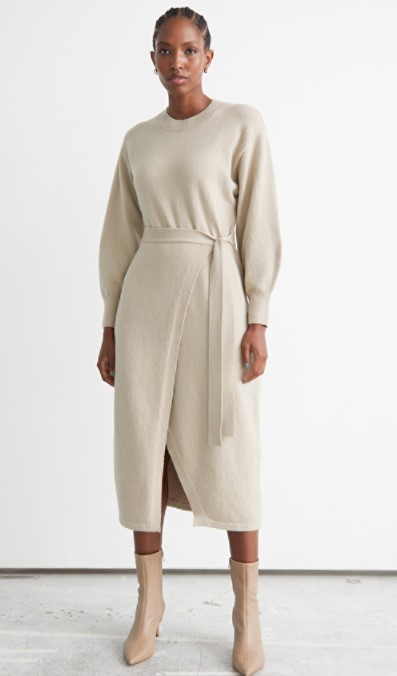 & Other Stories Crew Neck Wrap Dress - Busbee - Fashion Over 40