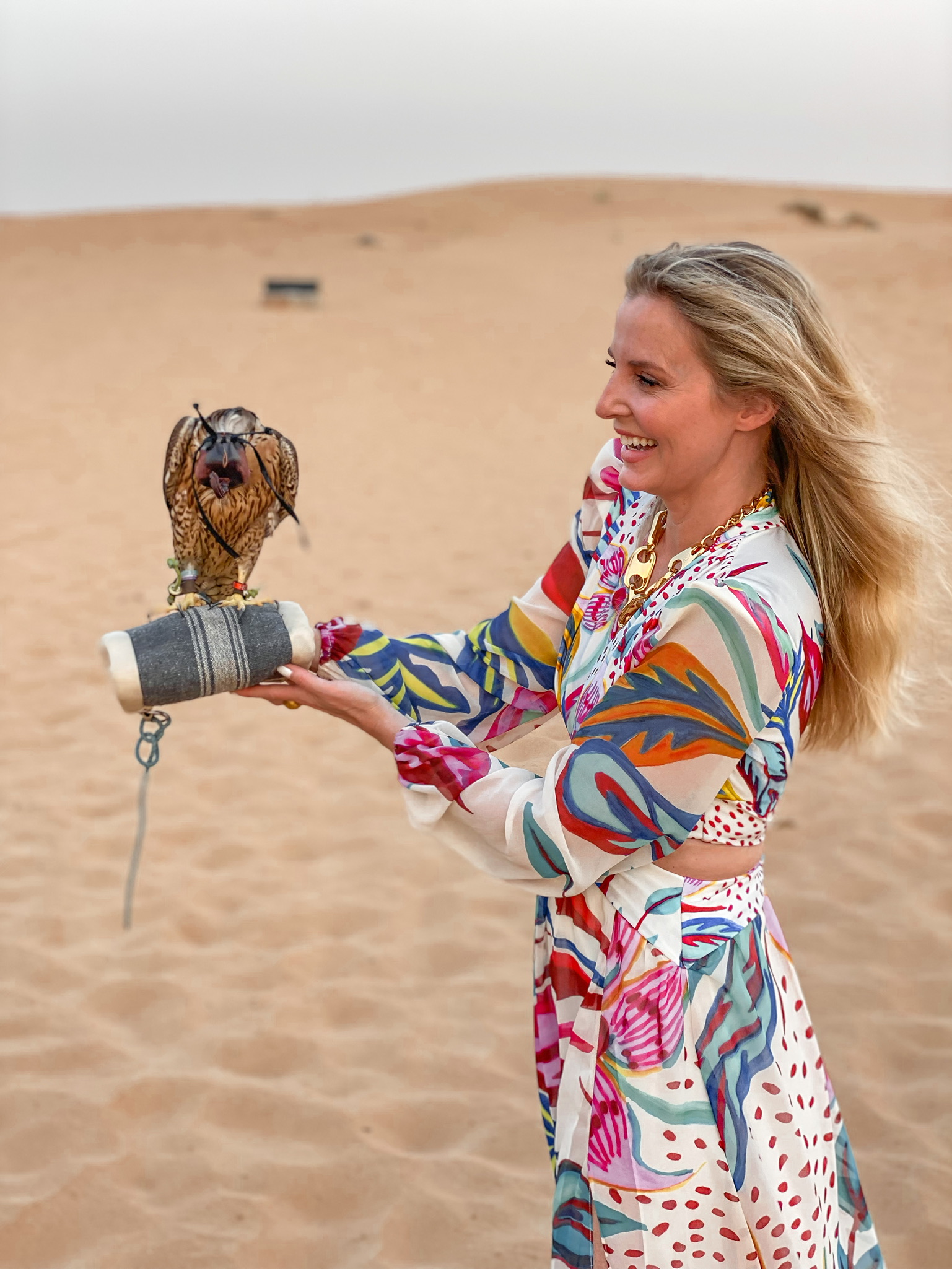 Trip to Middle East Dubai desert wearing Patbo dress 