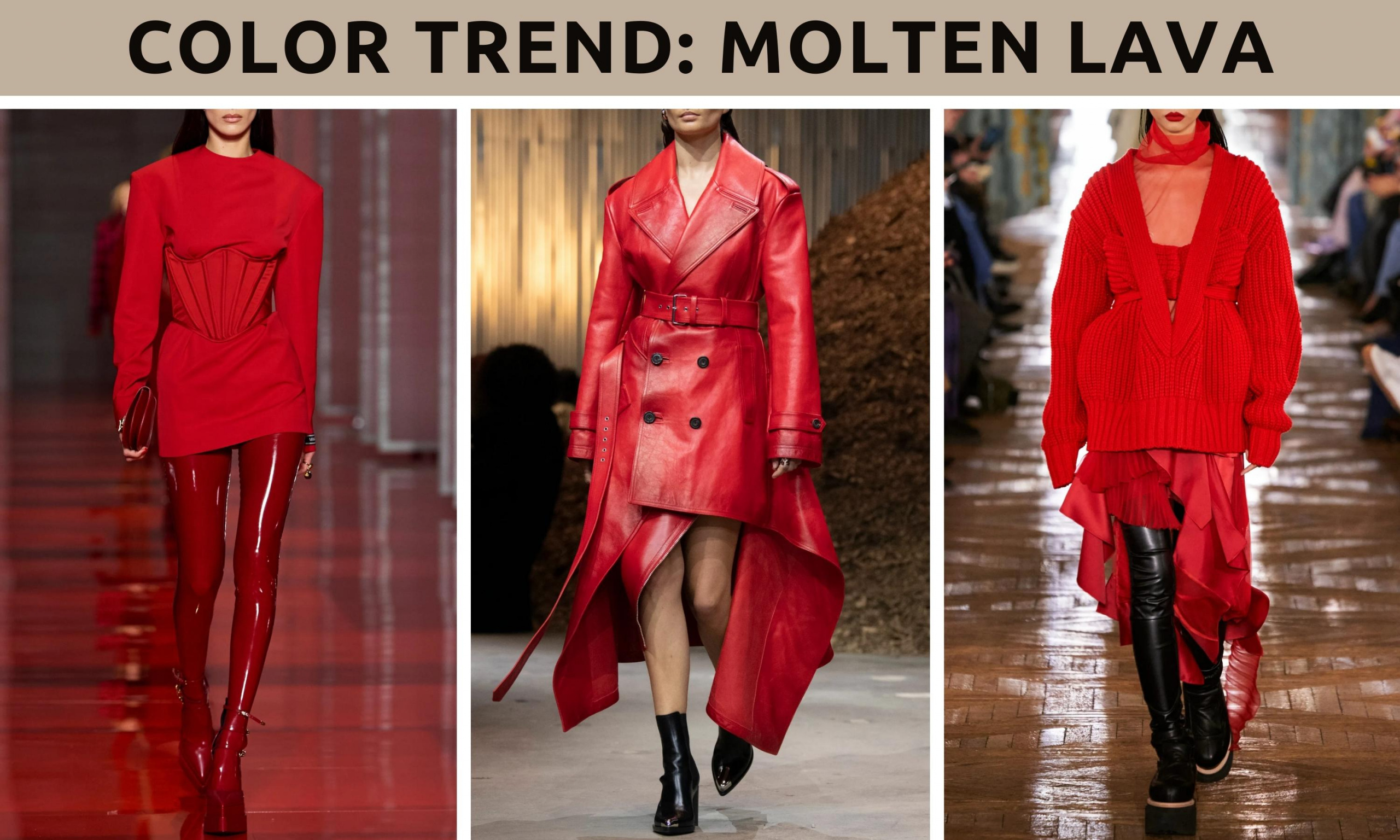 wearable fall trends, fall fashion trends, fall trends, wearable trends, how to wear trends, trends over 40, wearing trends over 40, 2022 fall fashion trends, 2022 wearable fall trends, molten lava, 2022 color trends, bright red color trend