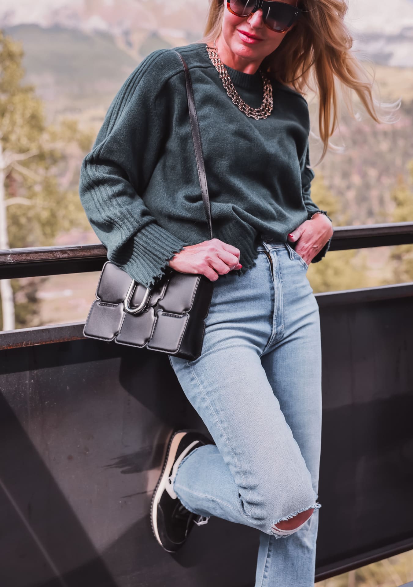 Distressed Jeans with sweater