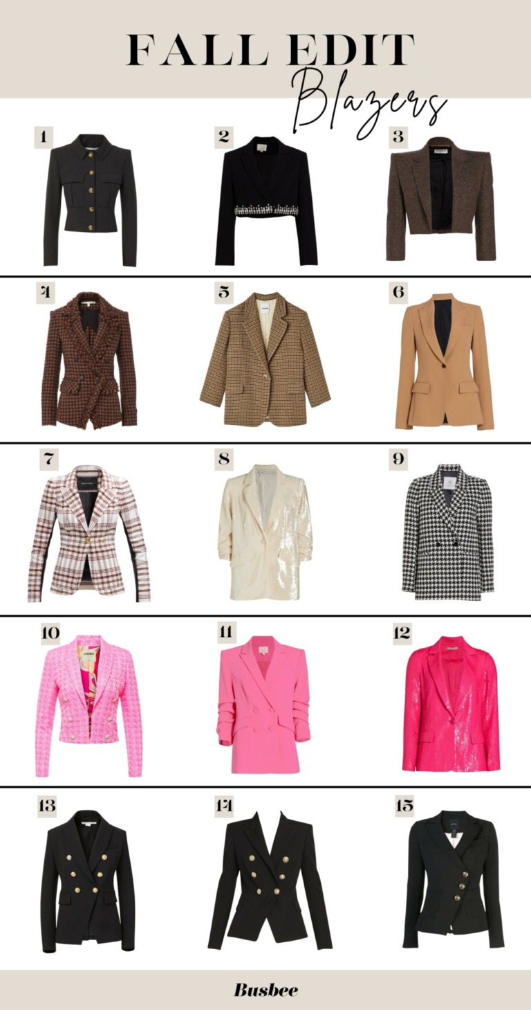 fall blazers, luxury fall blazers, designer fall blazers, best fall blazers, blazers over 40, fall blazers 2022, casual blazers for women, women blazer jacket, oversized blazer, fall blazer outfits, erin busbee, busbee style, fashion over 40, alice + olivia black leather blazer, good American coated jeans