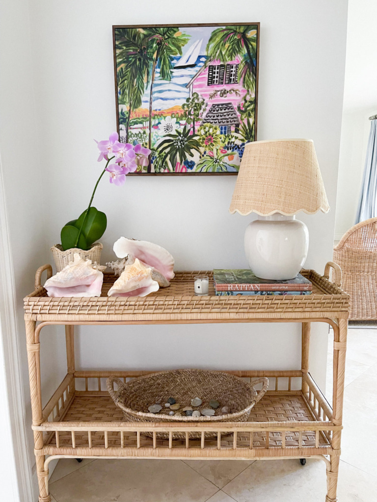 how to style console table, decorate entryway table, what to put on console table, coastal décor, coastal decorating, best console table, desiree leone, beautifully seaside, erin Busbee, Busbee style, fashion over 40