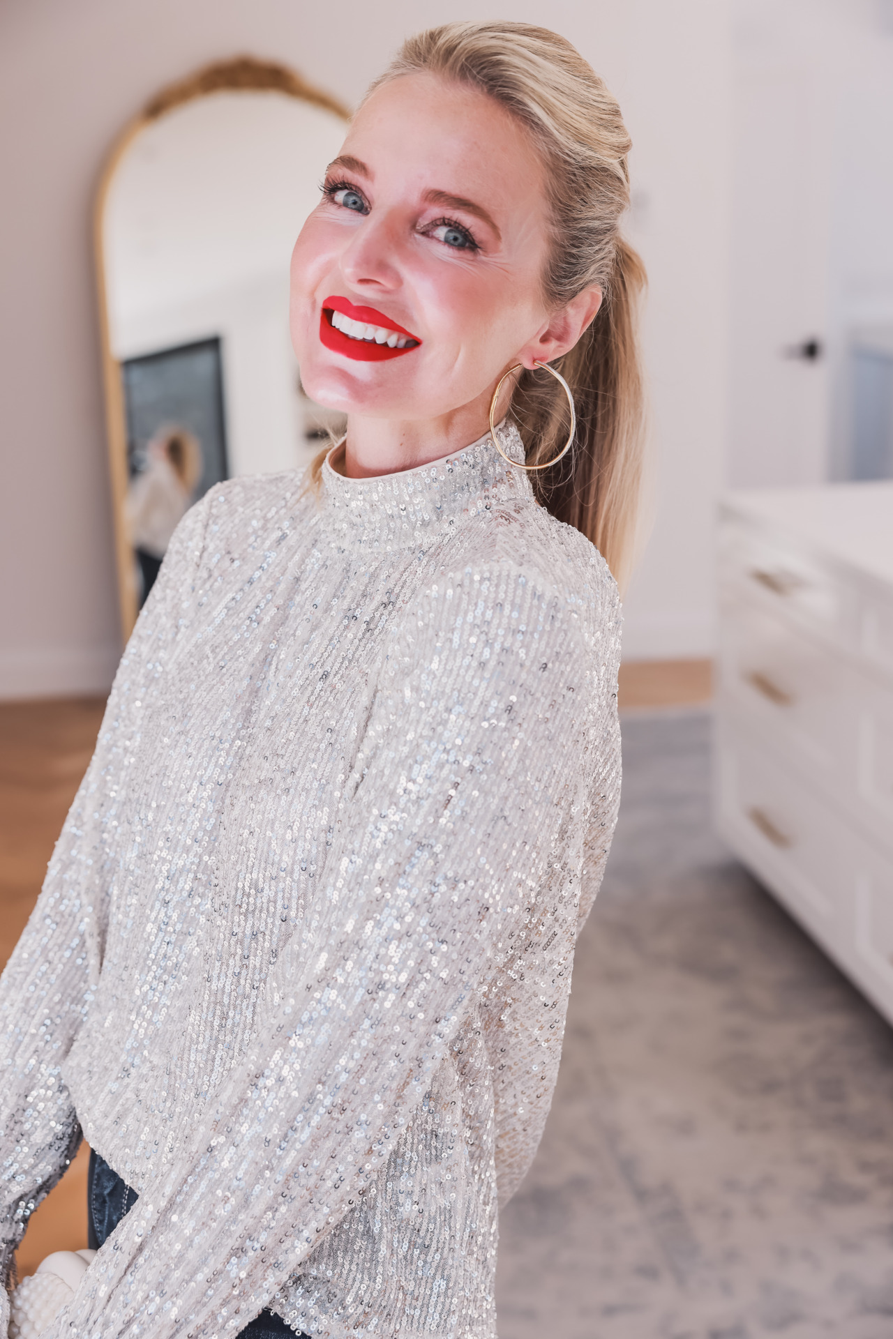 sequined top holiday outfit