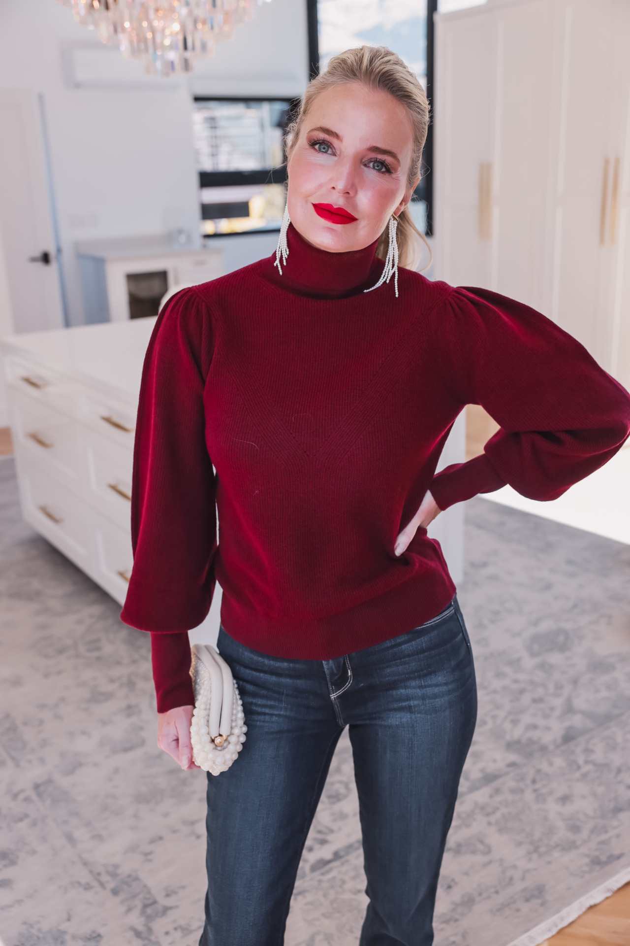 burgundy ba&sh wool turtleneck sweater