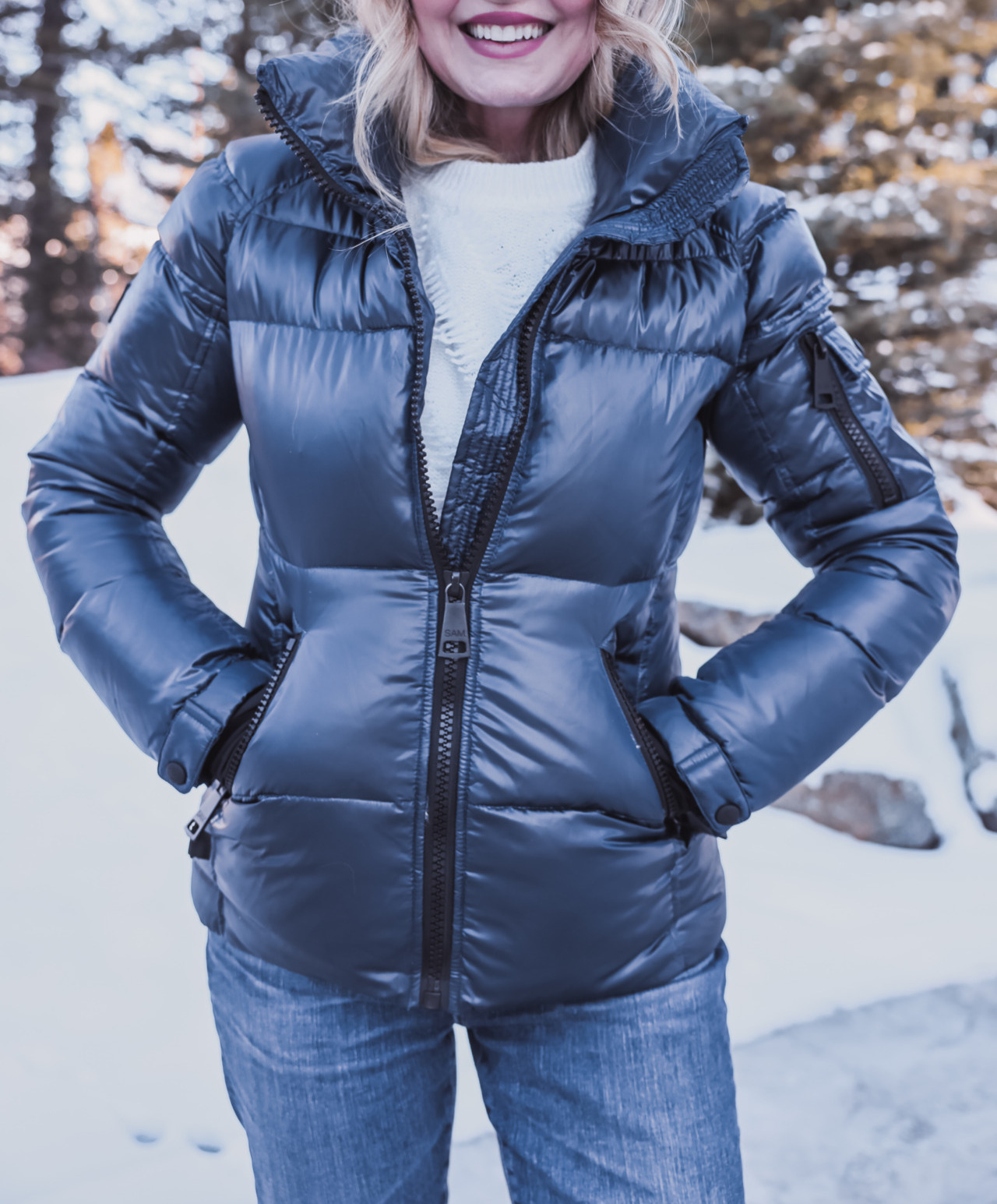 best coats for winter, best jackets for winter, best coats and jackets for winter, womens coats and jackets, womens warm winter coats, best winter coats for women, best winter coats 2022, best womens winter coats for extreme cold, luxury winter jacket brands, winter coats women, best womens winter coats 2022, best winter jackets for extreme cold, erin busbee, busbee style, fashion over 40, telluride, Colorado, ag ex-boyfriend jeans, see by chloe mallory shearling lined chelsea boots, white fringe milly sweater, black SAM freestyle puffer jacket