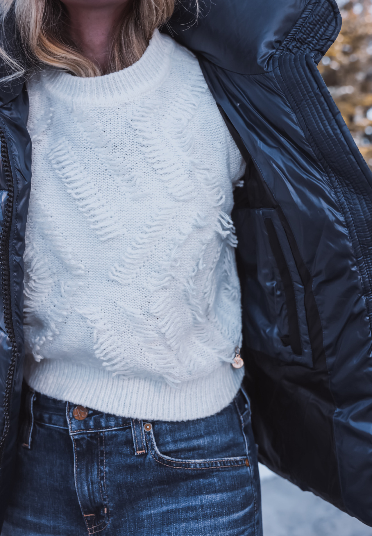 White Fringe Sweater