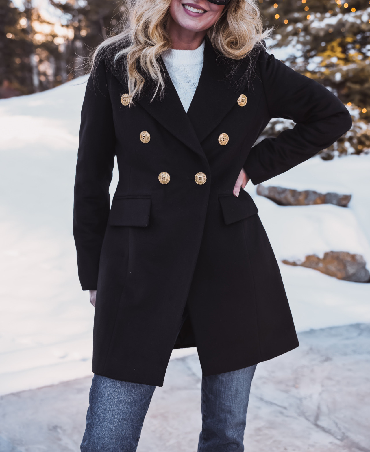 Sam Edelman Double-Breasted Wool Military Coat