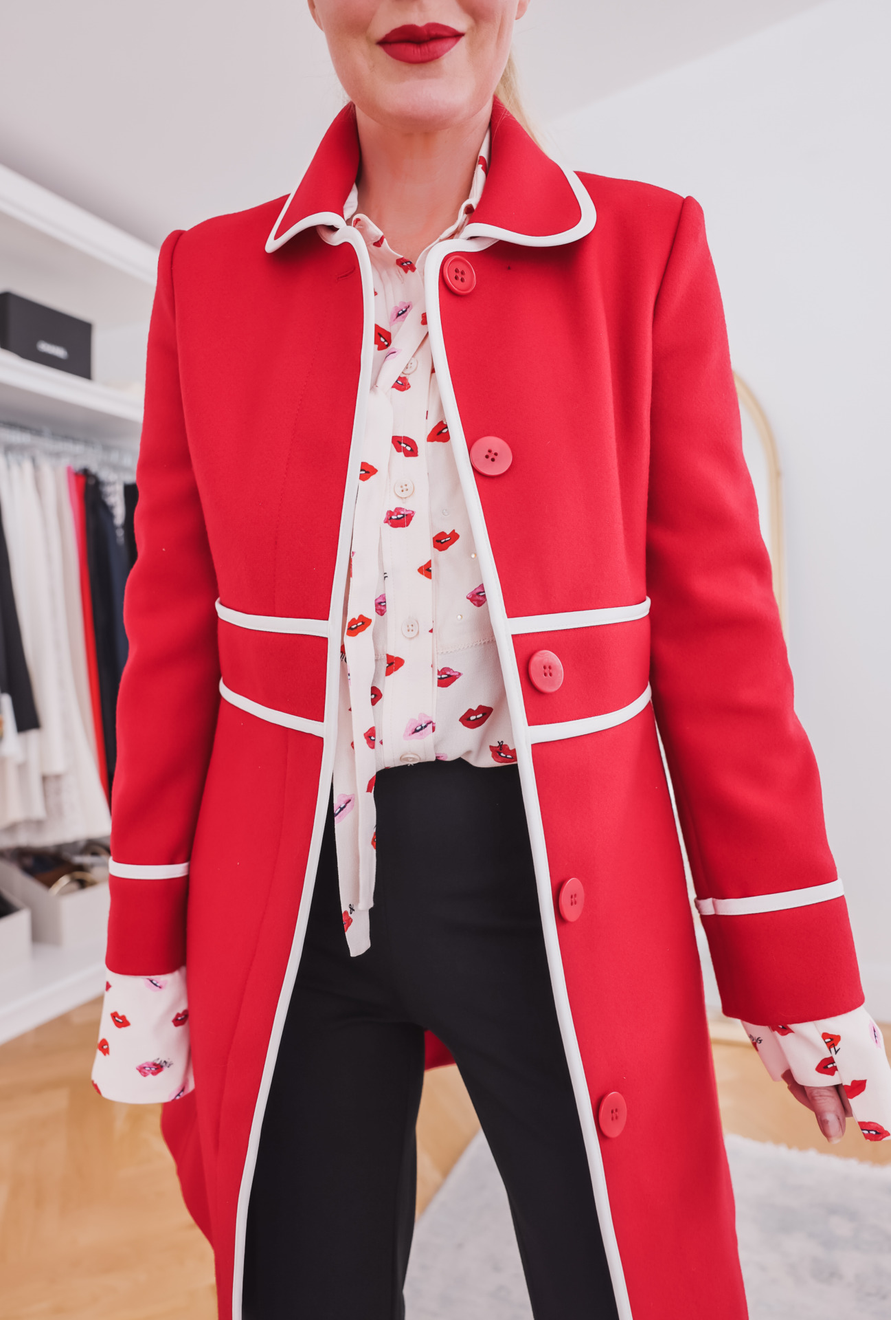 red valentino white trim coat