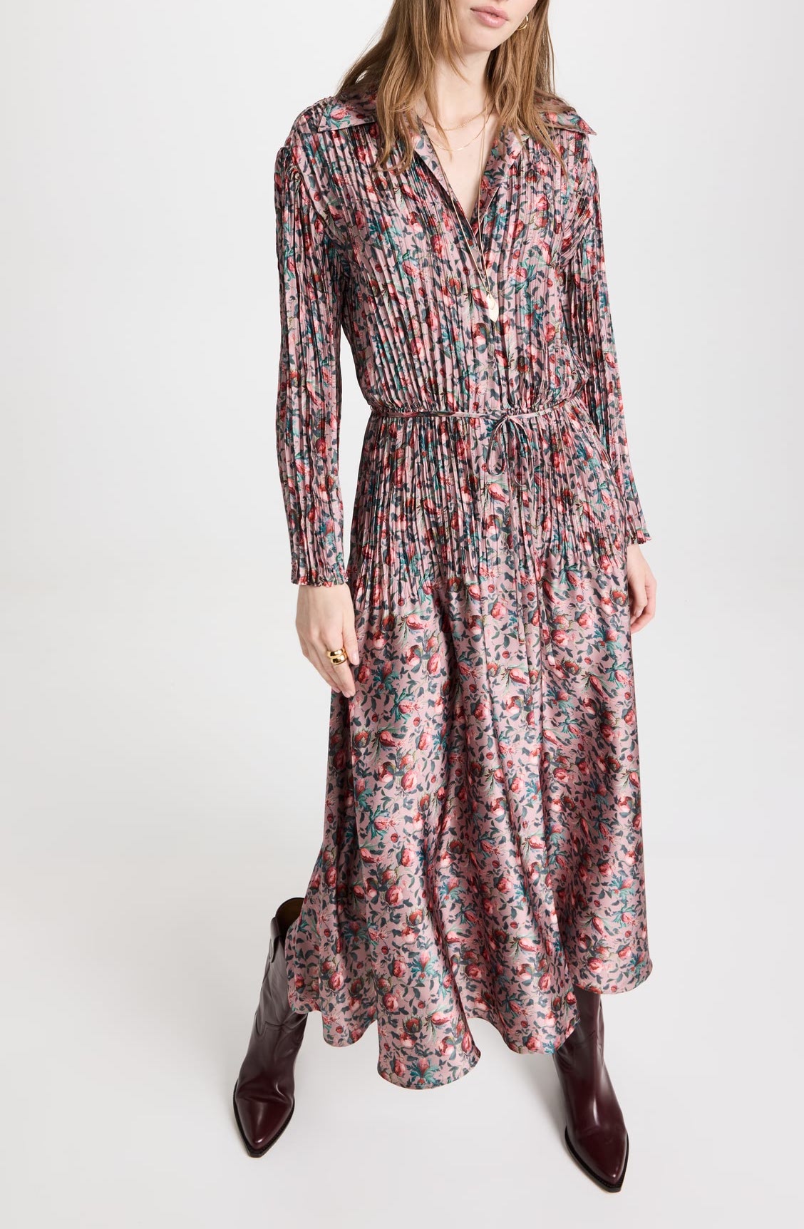 Vince Berry Blooms Pleated Shirt Dress - Busbee - Fashion Over 40