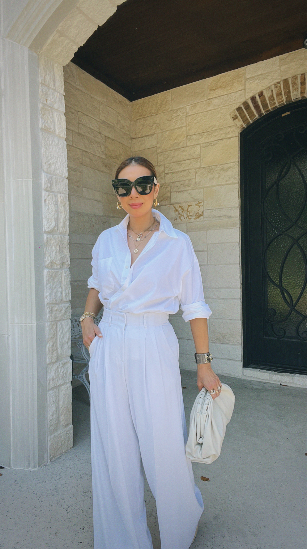 White Button-Down Monochromatic Outfit | what to wear with a white button-down shirt