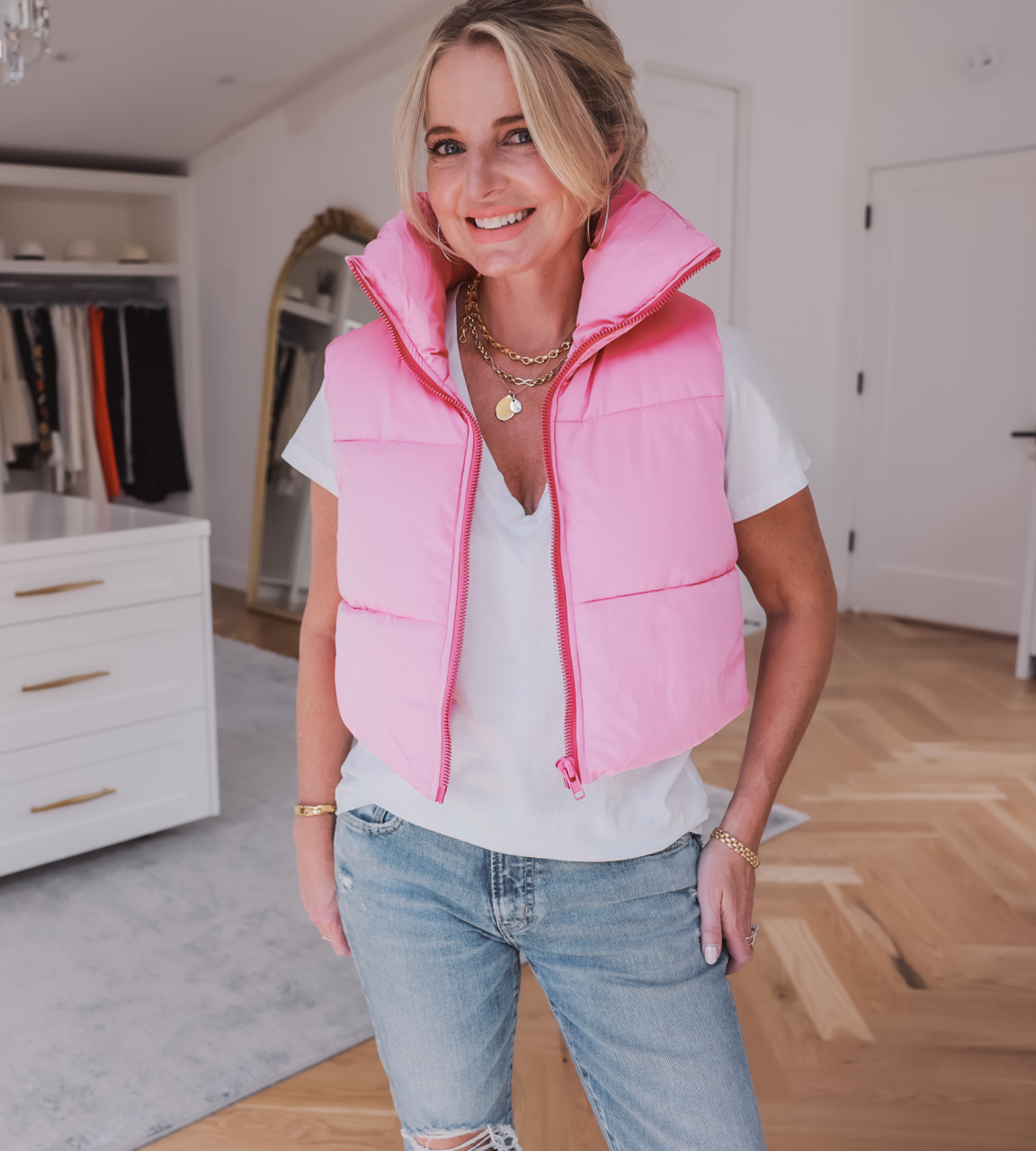 puffer vest outfit | Lightweight transitional jackets for spring