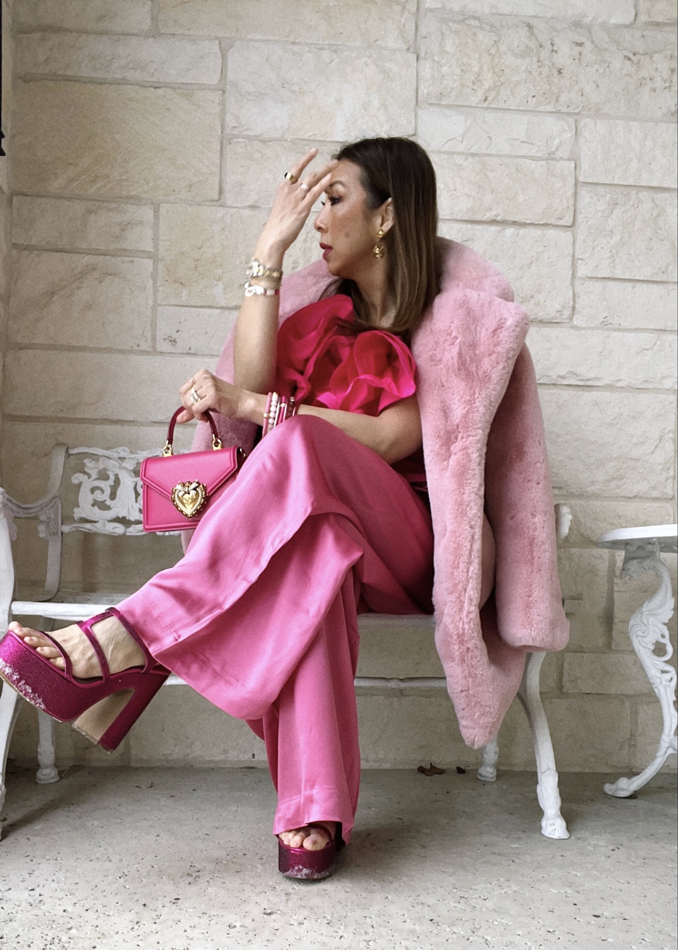 pink monochromatic look Valentines Day outfits