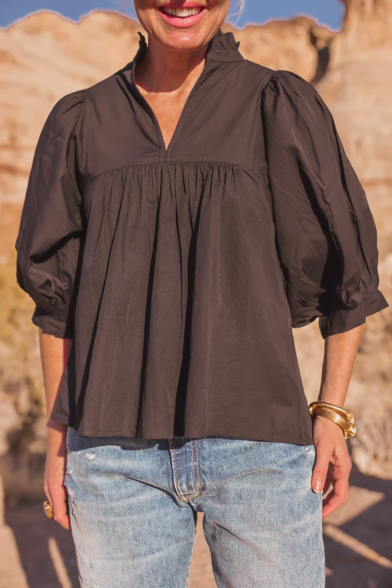 Cotton Poplin Top | Tops That Cover Arms