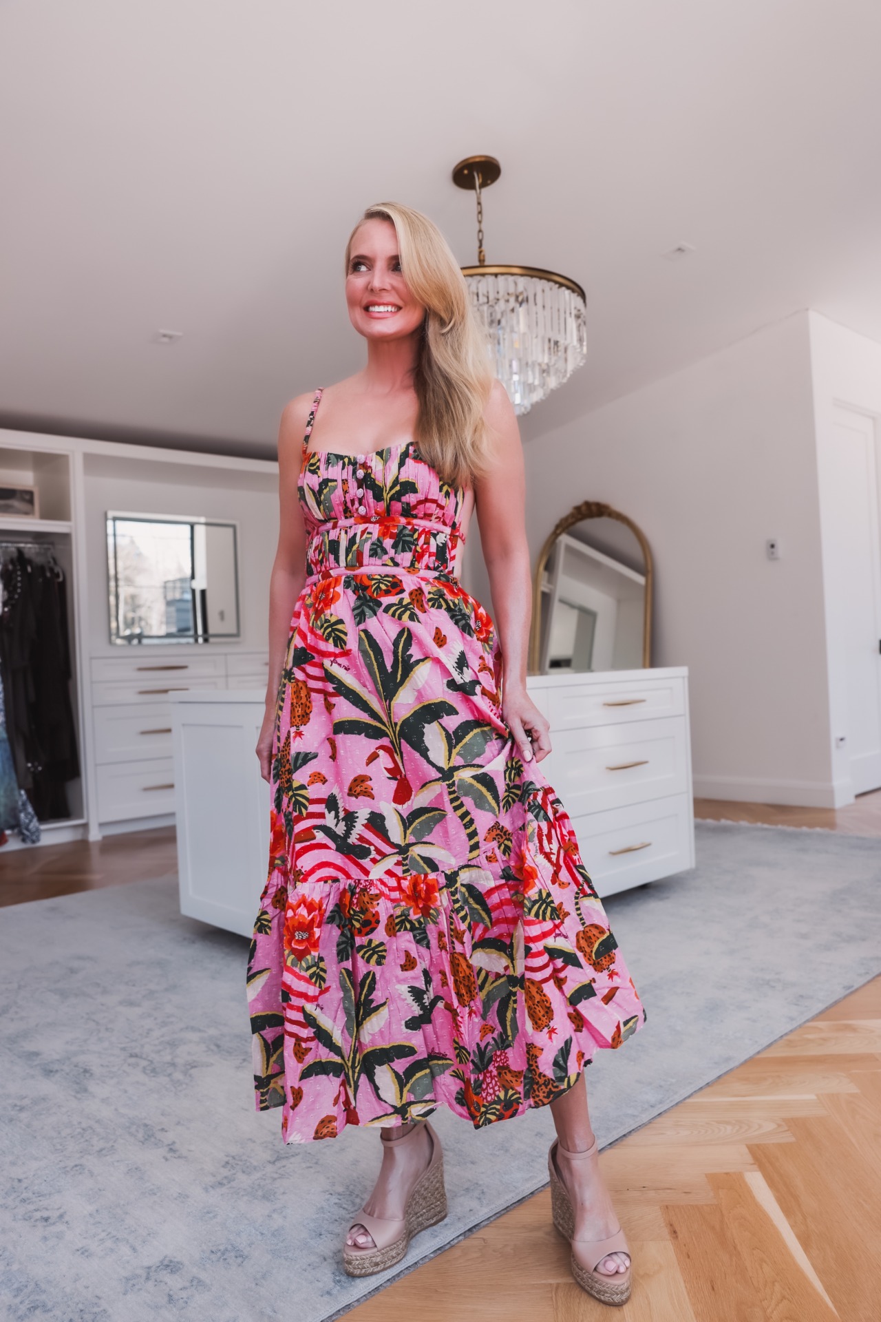 Farm Rio Pink Leopard Forest Midi Dress | Brunch Outfit Ideas For Summer