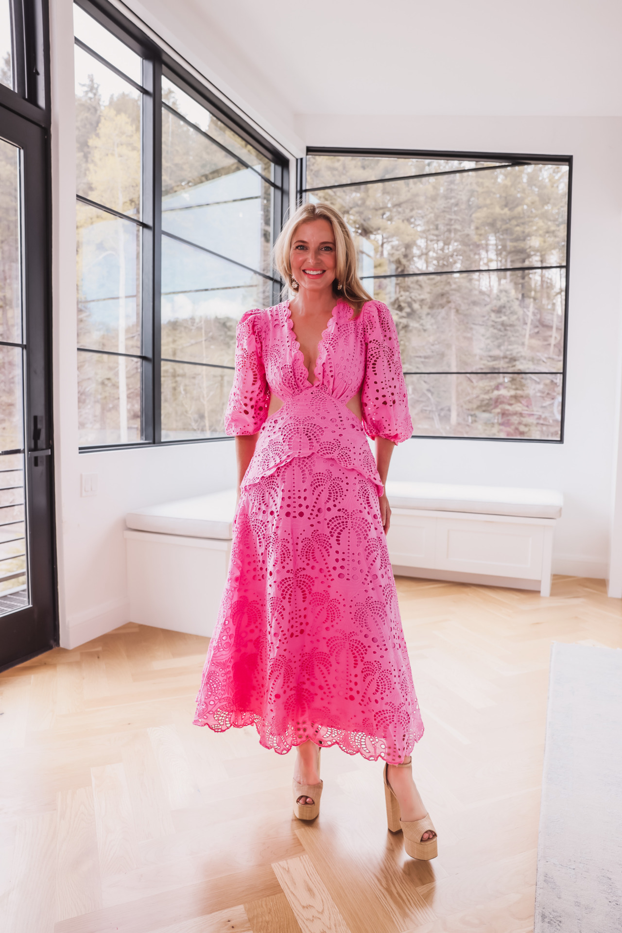 pink farm rio midi cutout dress | Summer Outfit Ideas & Formulas