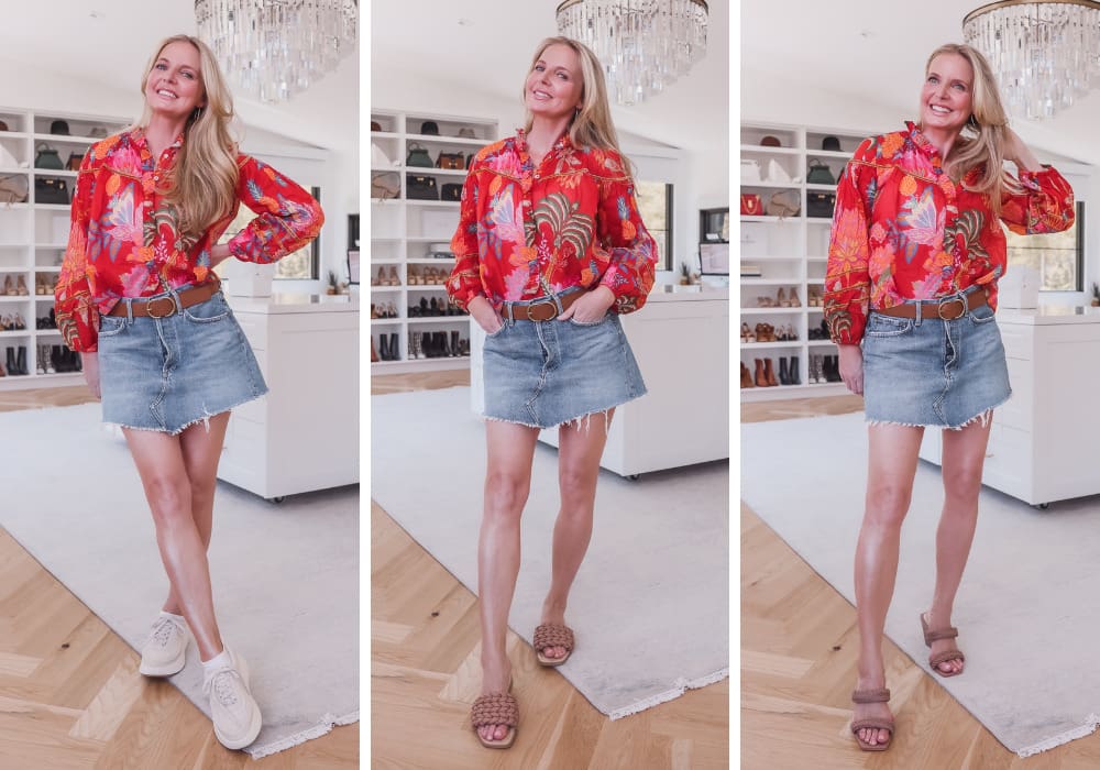 Printed Blouse & Mini Skirt Travel Capsule Wardrobe