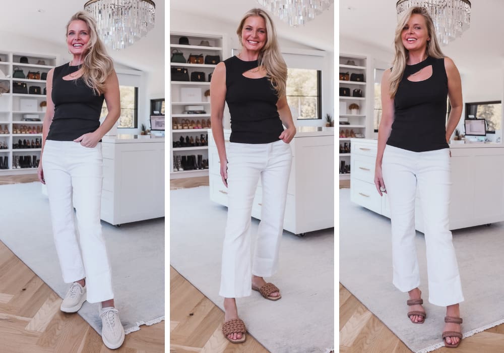 Black Tank & White Jeans