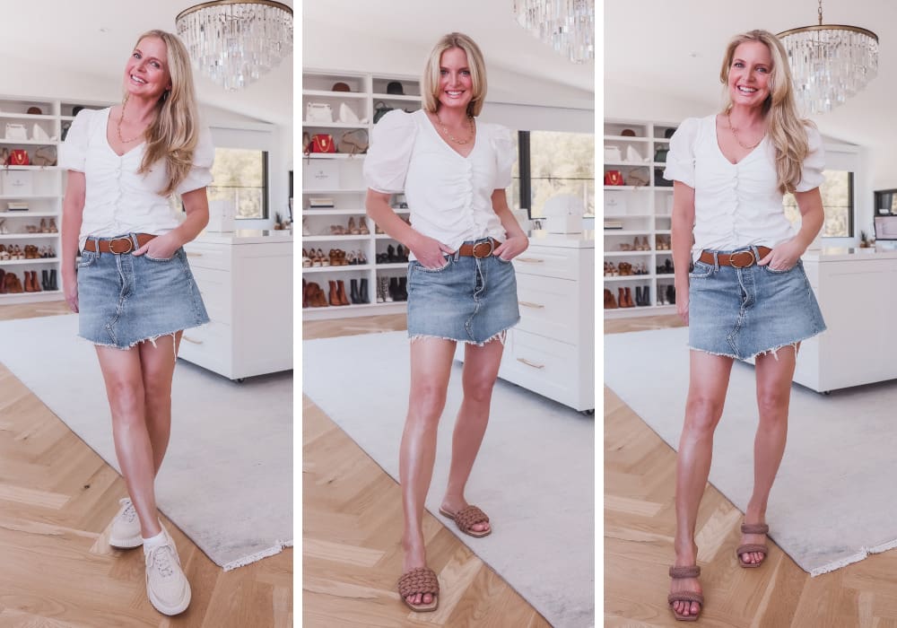 White Tee & Mini Skirt