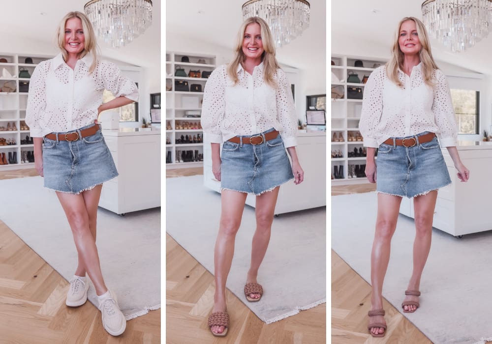 White Eyelet Top & Mini Skirt Travel Capsule Wardrobe