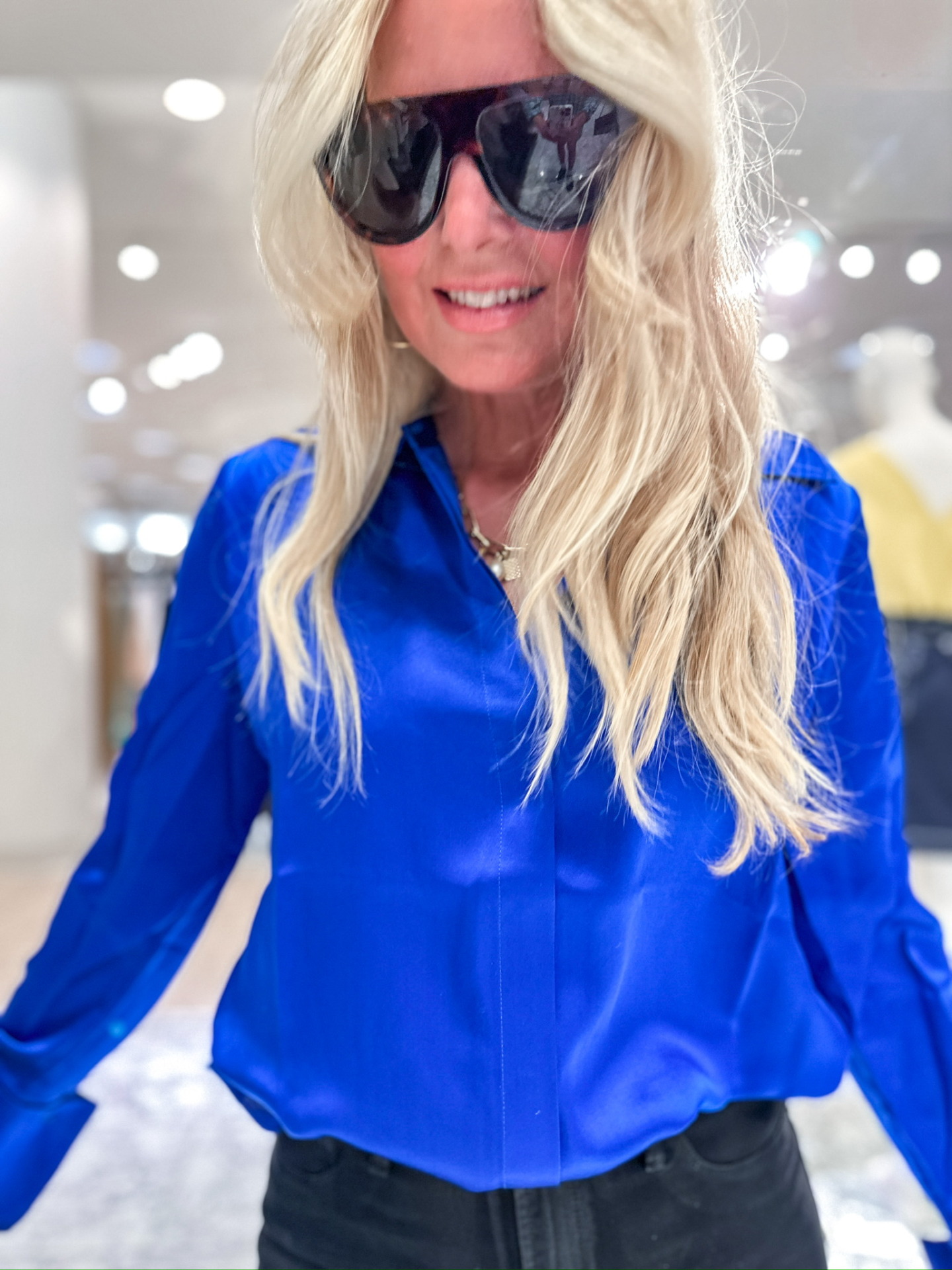 reiss blue silk button down shirt | Nordstrom Sale Outfits for Women