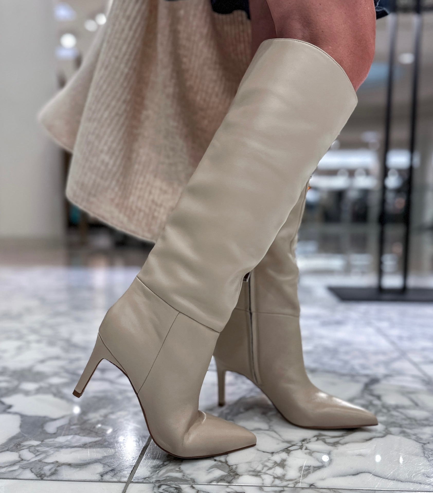 marc fisher knee high beige boots