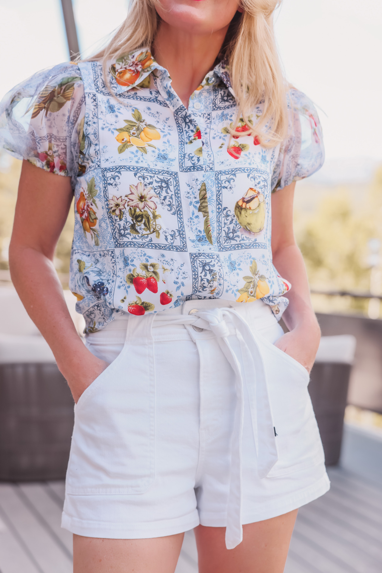 Printed Top & White Shorts for summer