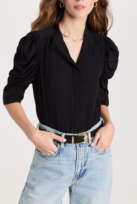 black blouse and jeans