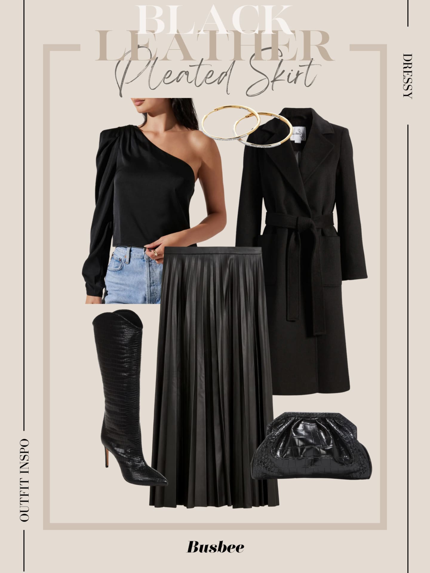 Pleated Leather Skirt Outfit Ideas