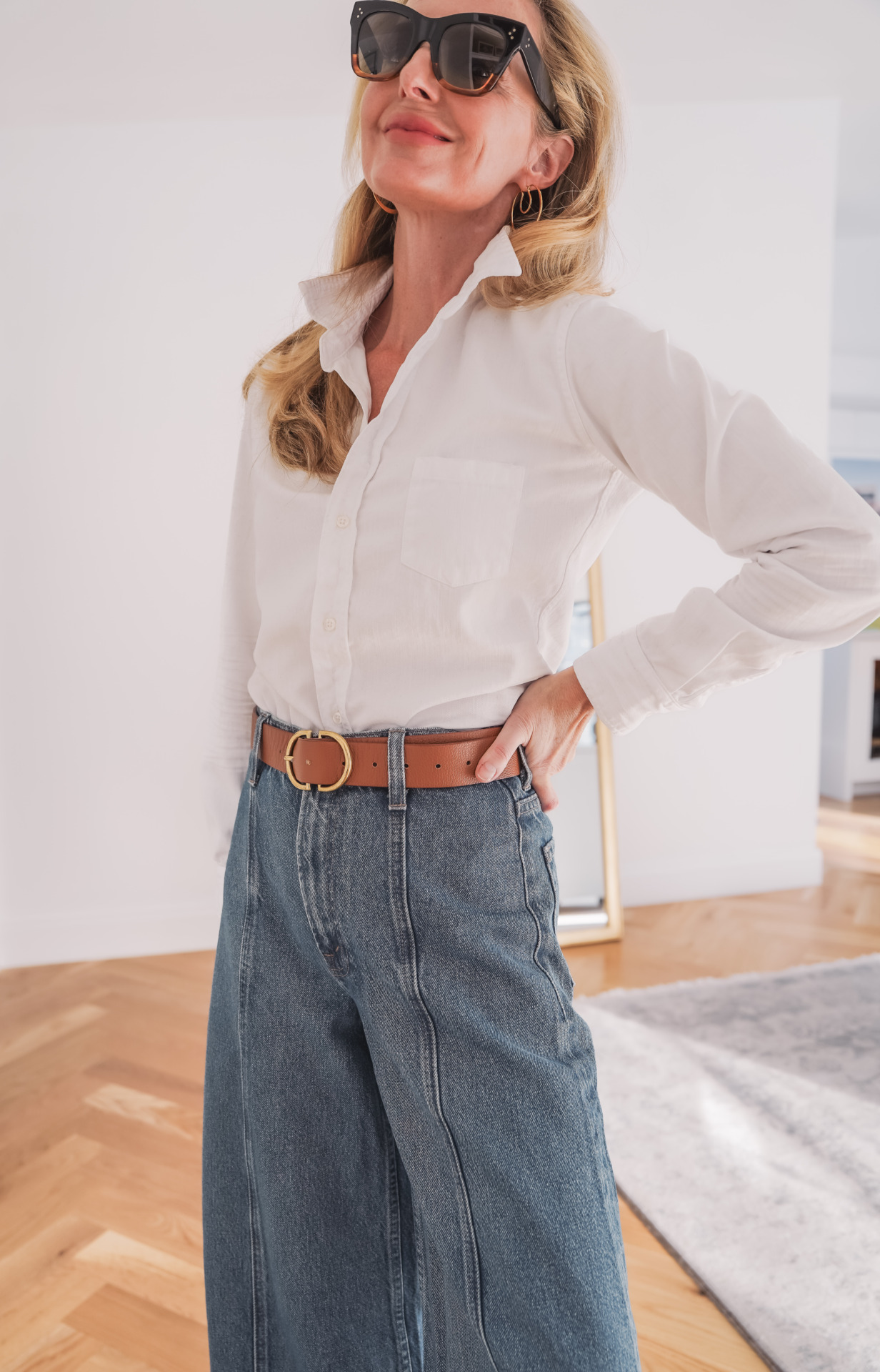 white button-down shirt with jeans