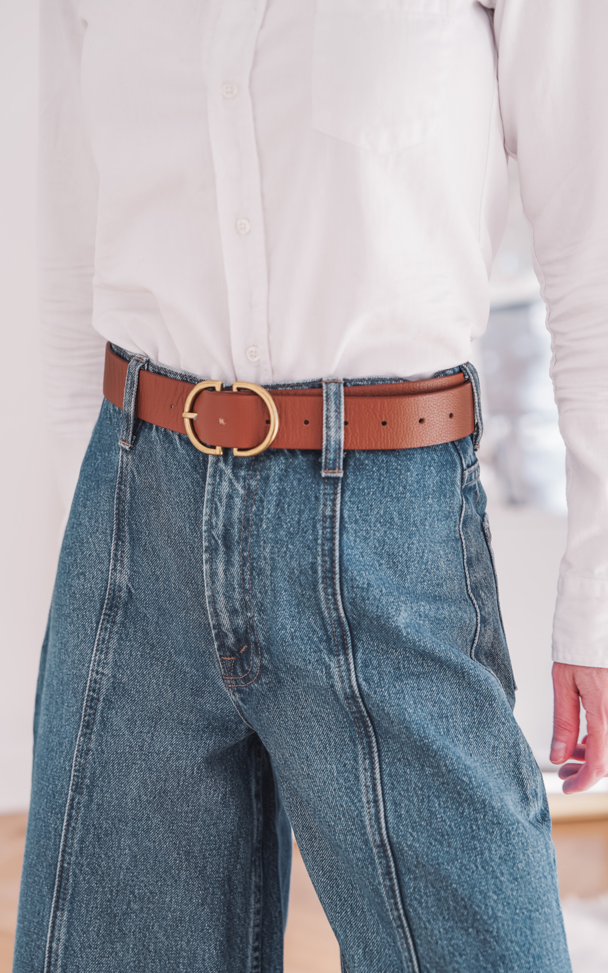 jeans with brown belt