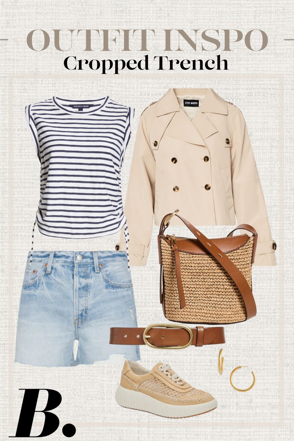 Cropped Trench & Denim Shorts