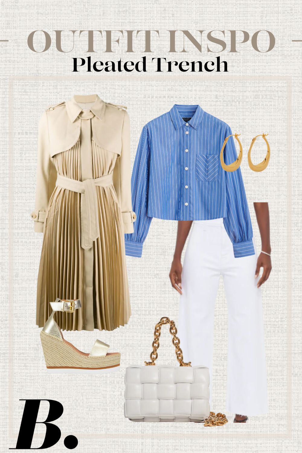 Pleated Trench & White Jeans | How To Style A Trench Coat