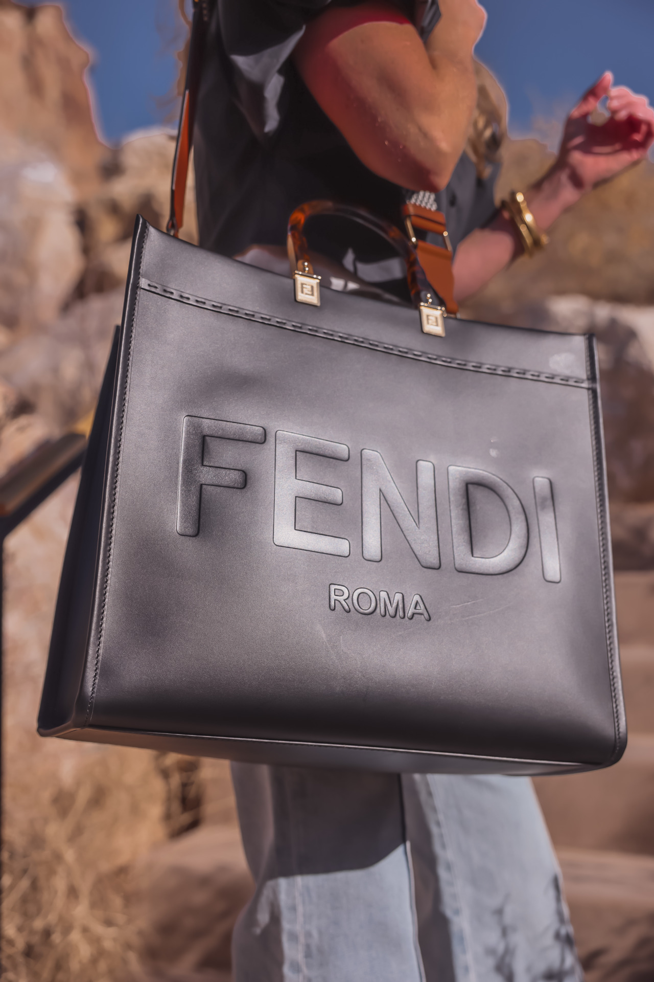 FENDI Sunshine leather tote bag - Grey